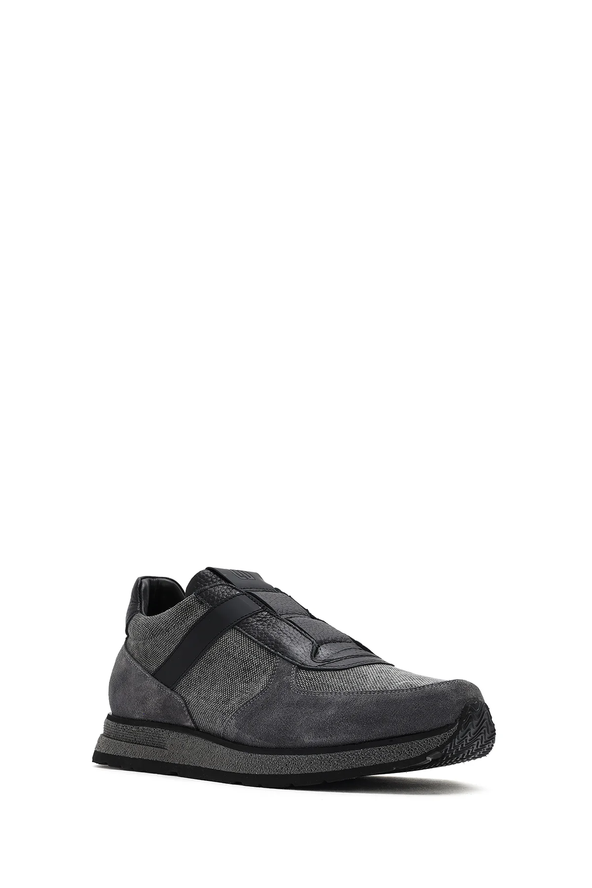 Erkek Gri Bağcıklı Deri Casual Sneaker - Image 6
