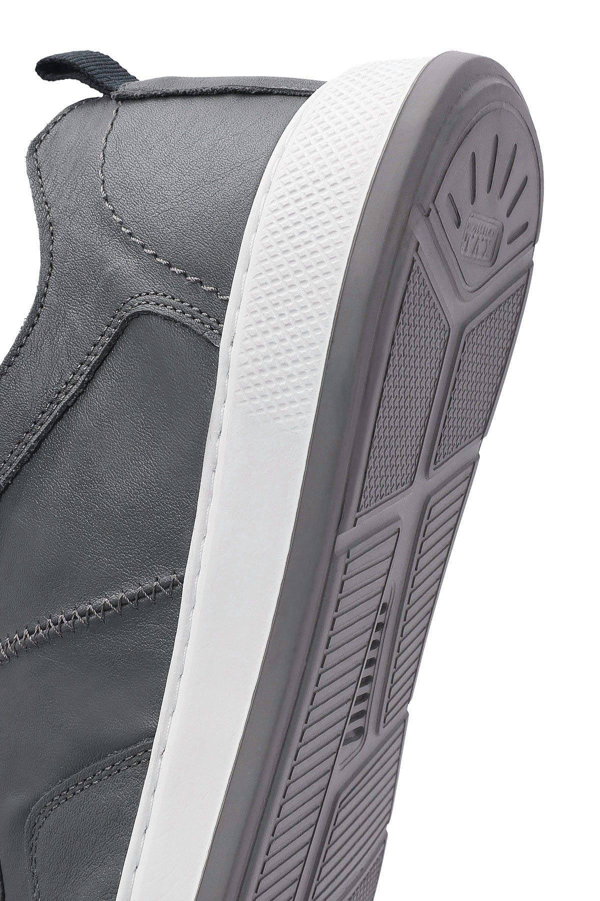 Erkek Gri Bağcıklı Deri Sneaker - Image 11
