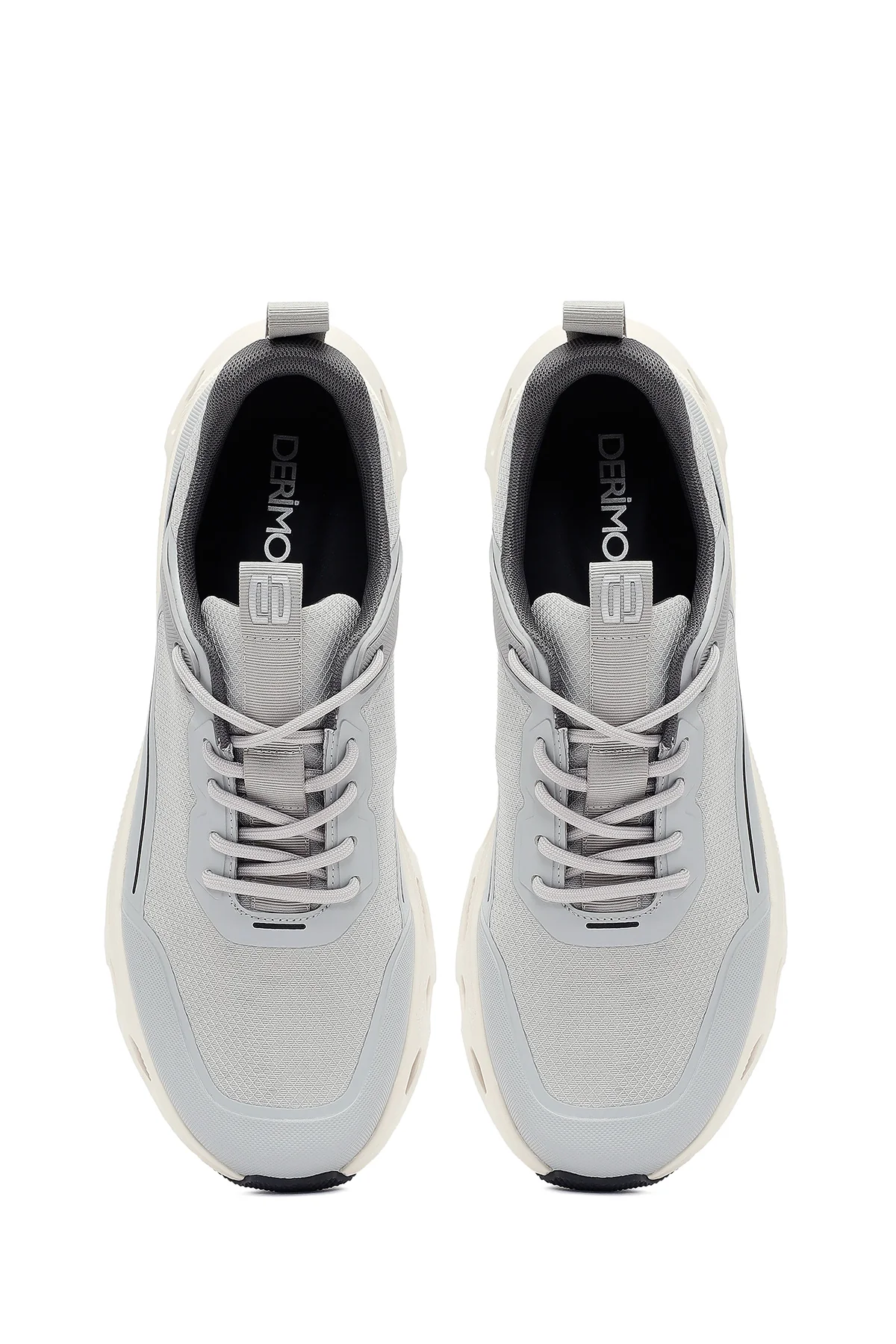 Erkek Gri Bağcıklı Kalın Tabanlı Kumaş Sneaker - Image 7