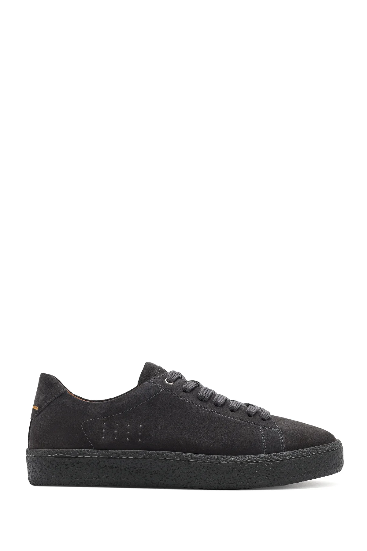 Erkek Gri Bağcıklı Kalın Tabanlı Süet Deri Sneaker