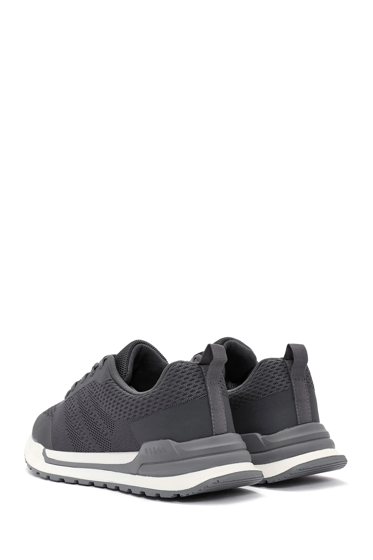 Erkek Gri Bağcıklı Kumaş Sneaker - Image 5