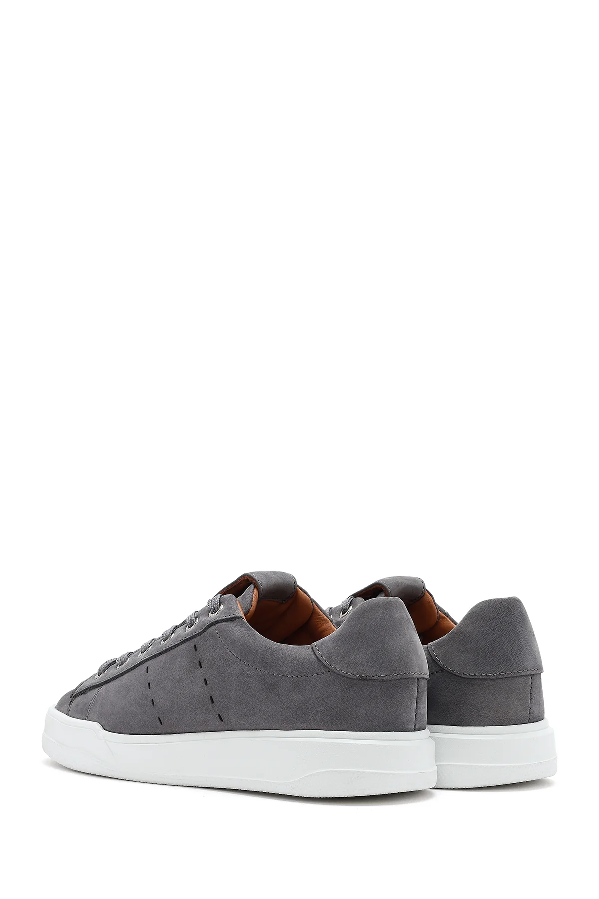 Erkek Gri Bağcıklı Süet Deri Sneaker - Image 5