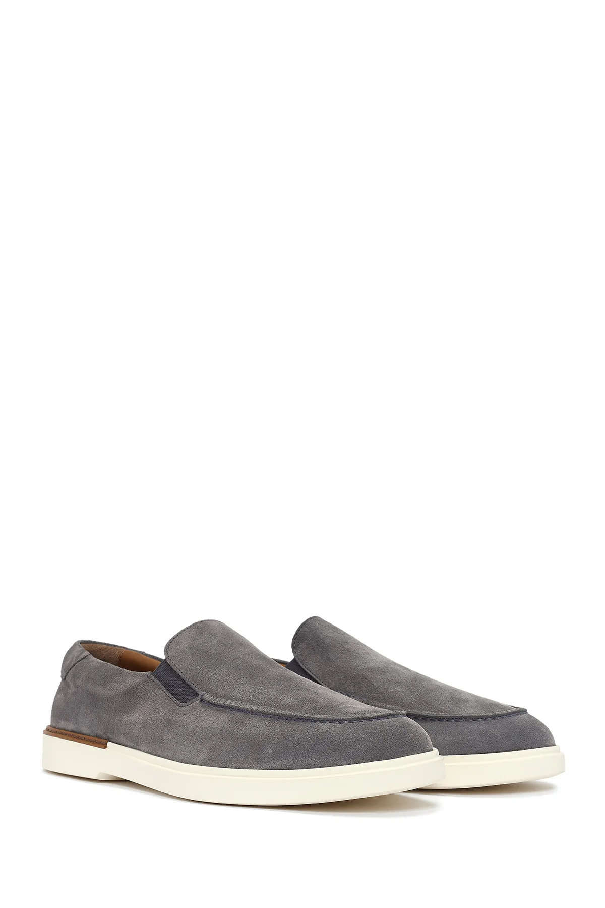 Erkek Gri Süet Deri Casual Loafer - Image 3