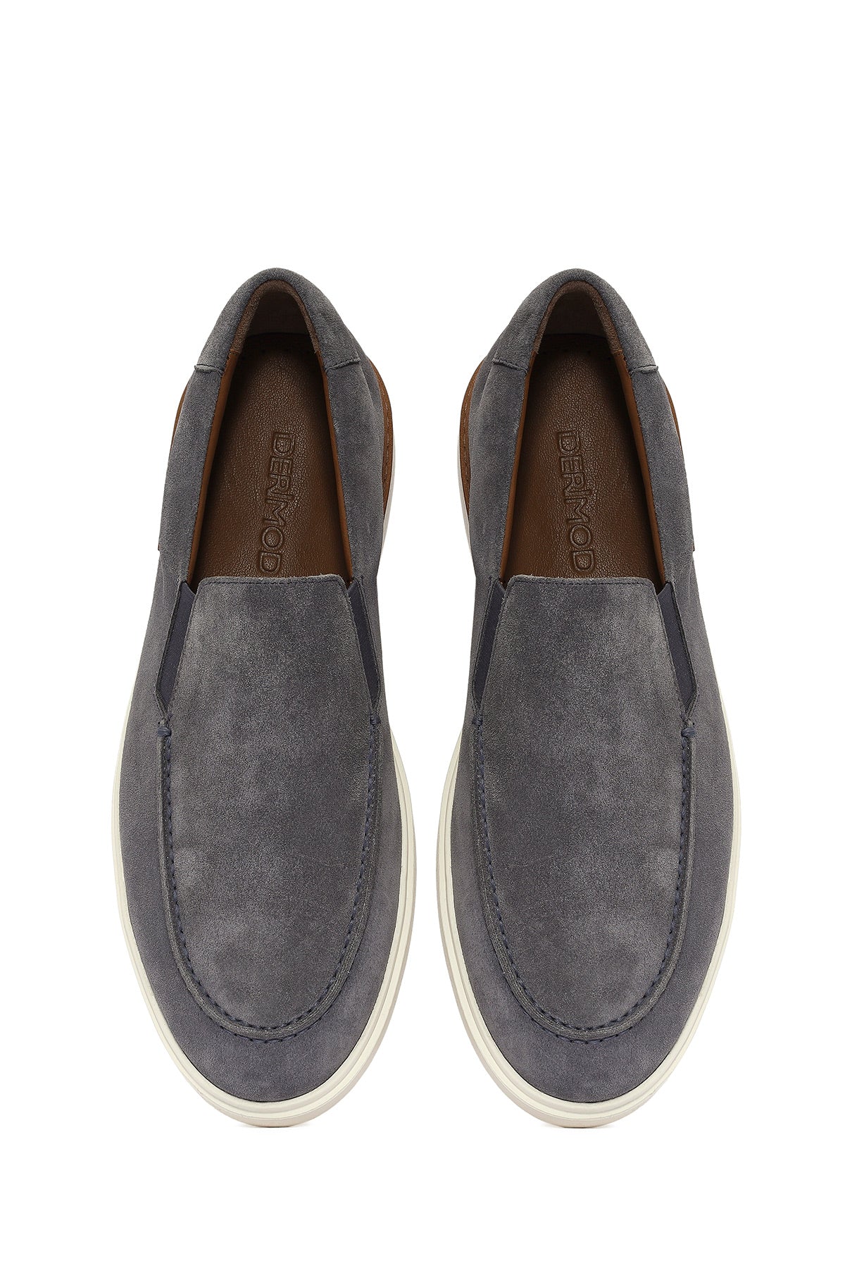 Erkek Gri Süet Deri Casual Loafer - Image 8