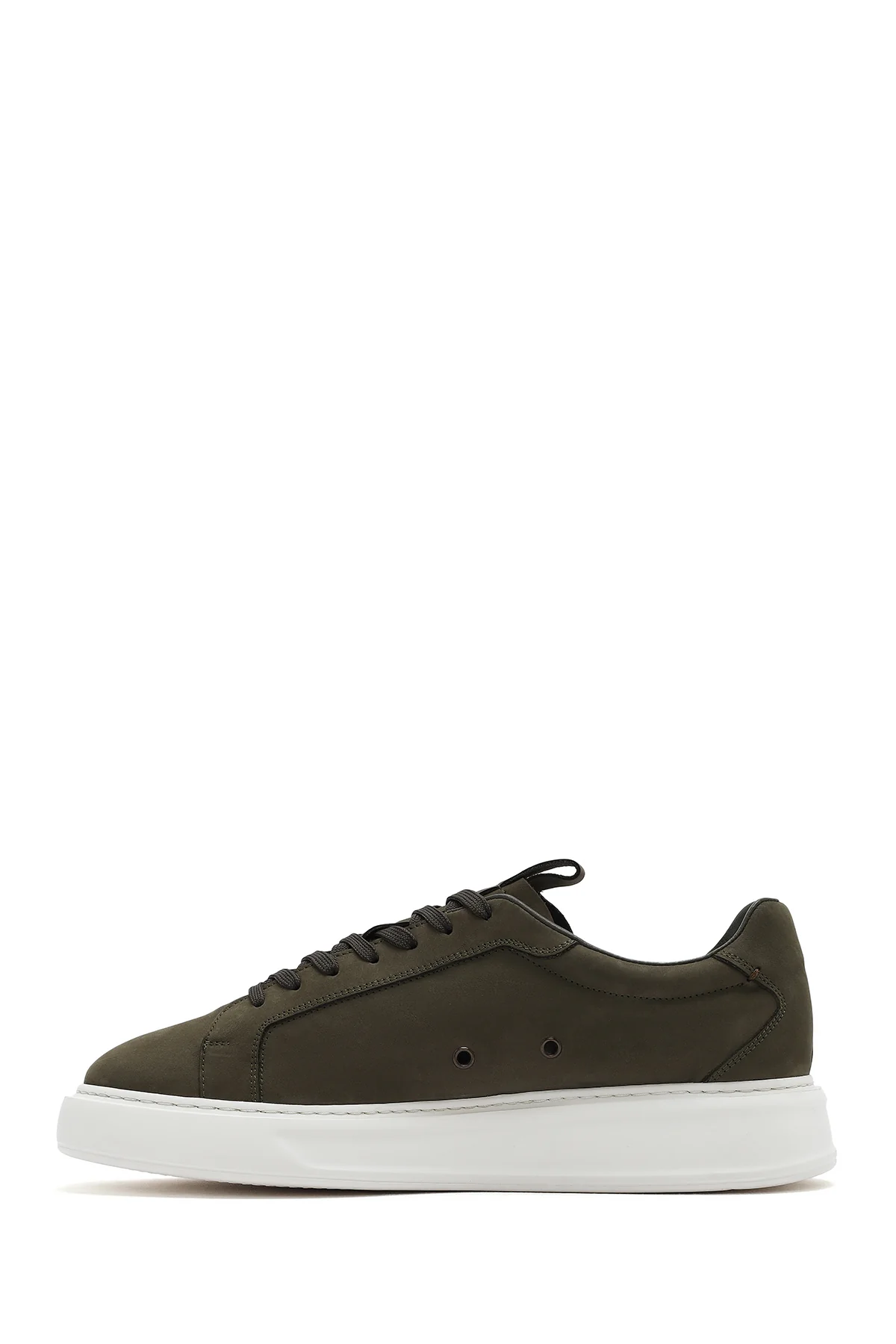 Erkek Haki Bağcıklı Nubuk Deri Sneaker - Image 2