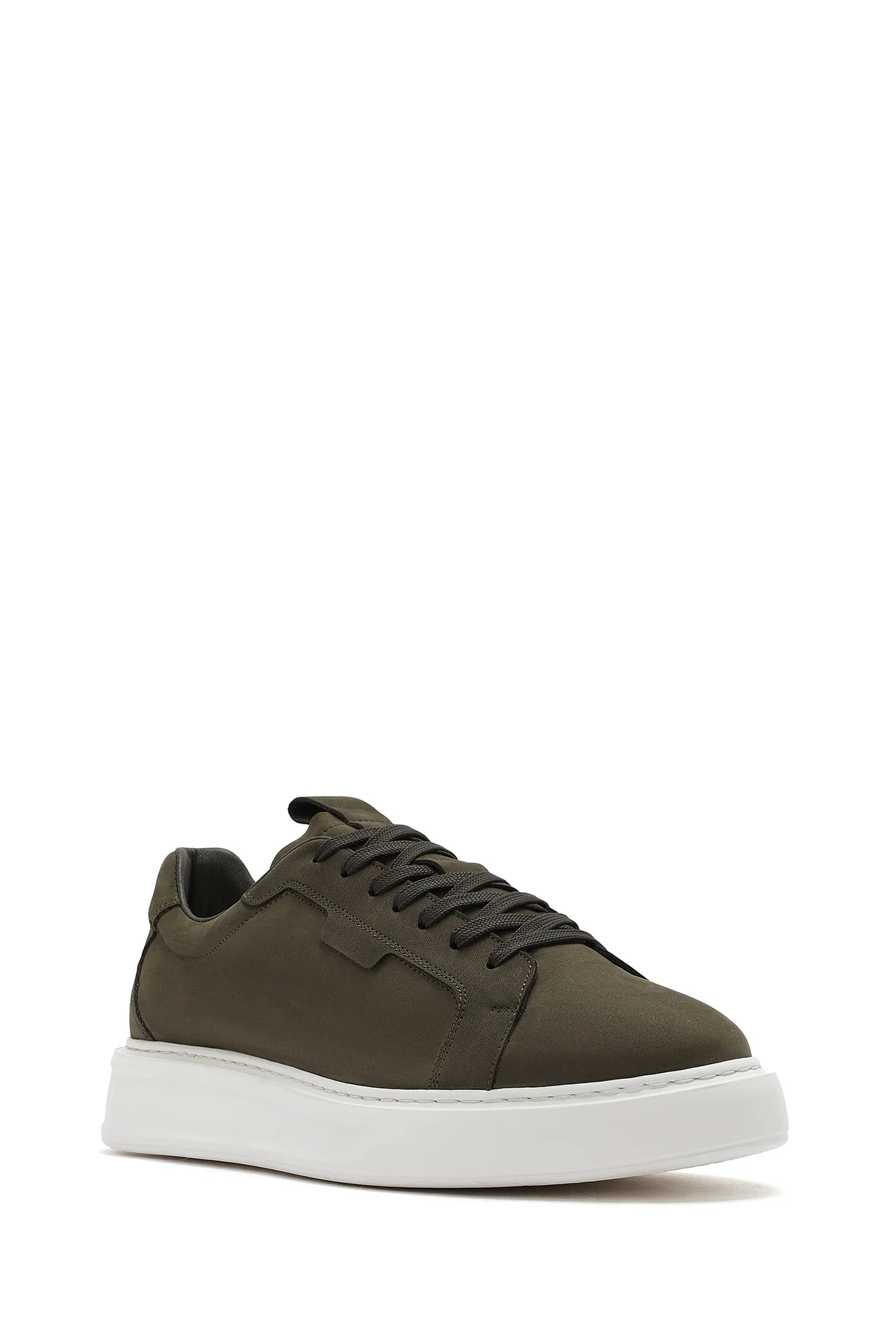 Erkek Haki Bağcıklı Nubuk Deri Sneaker - Image 6