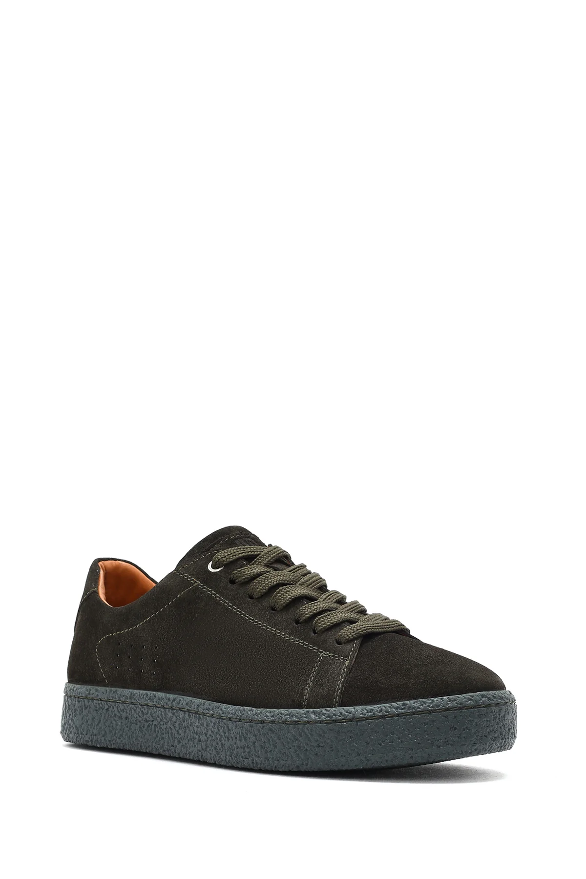 Erkek Haki Bağcıklı Süet Deri Sneaker - Image 7