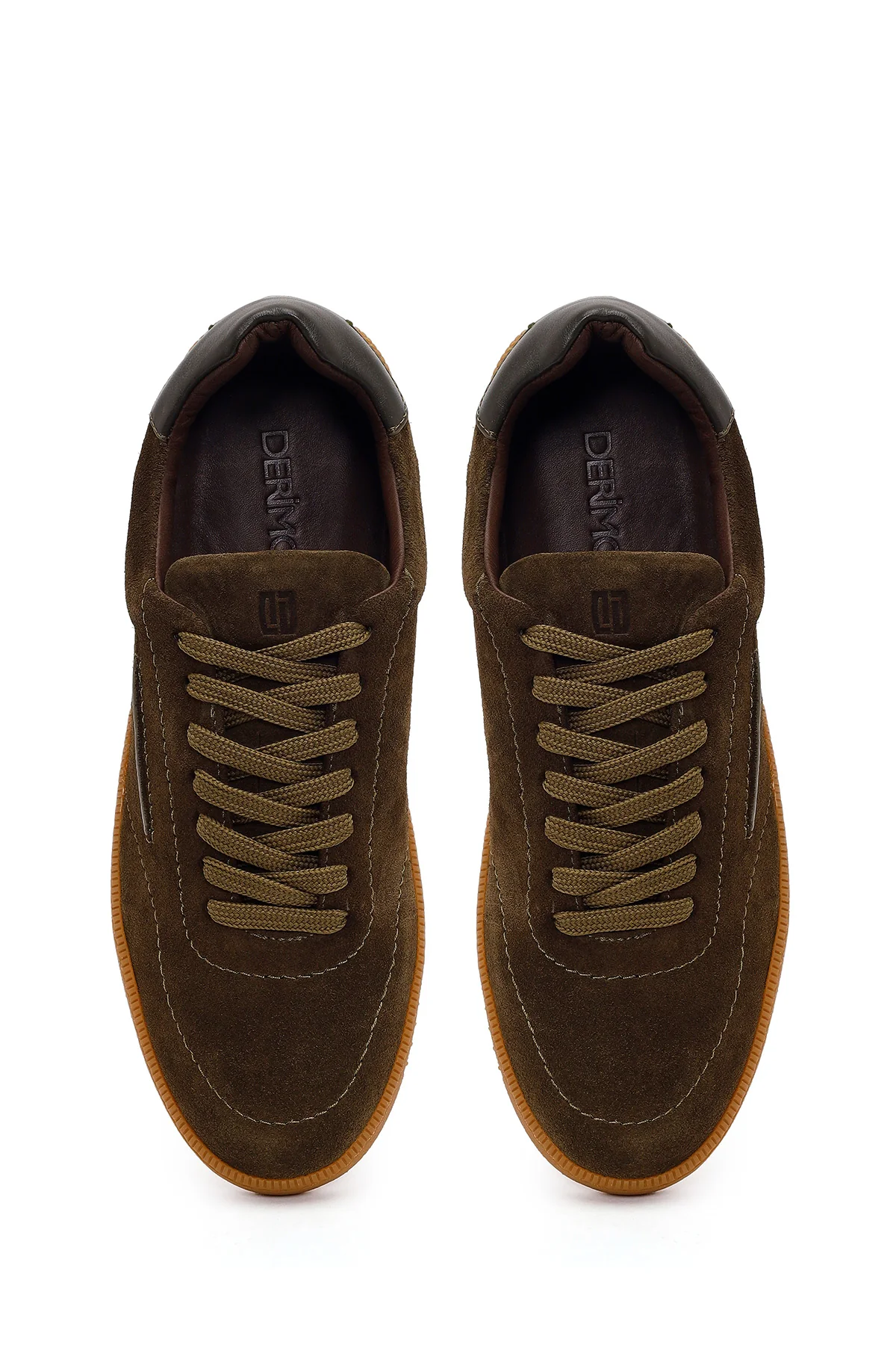Erkek Haki Bağcıklı Süet Deri Sneaker - Image 4