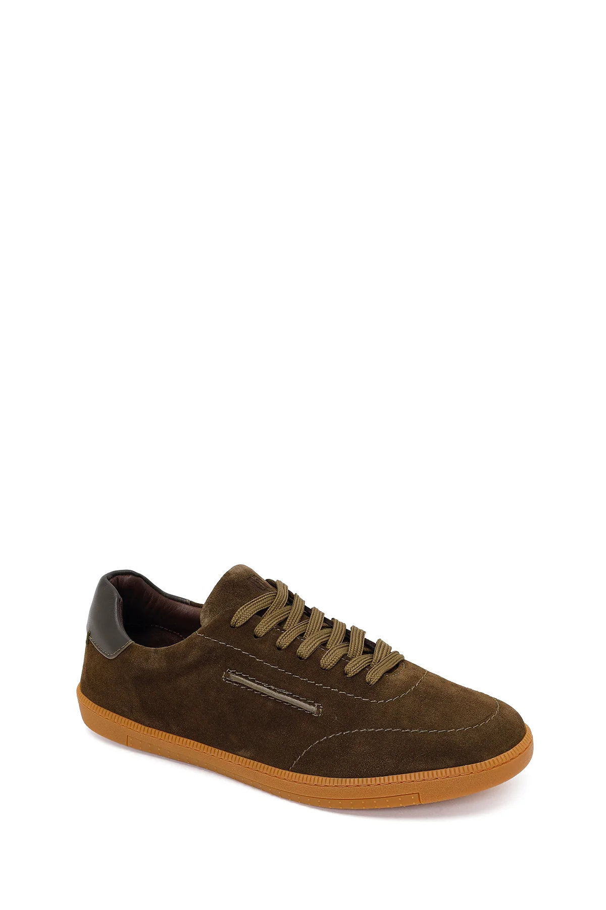 Erkek Haki Bağcıklı Süet Deri Sneaker - Image 7