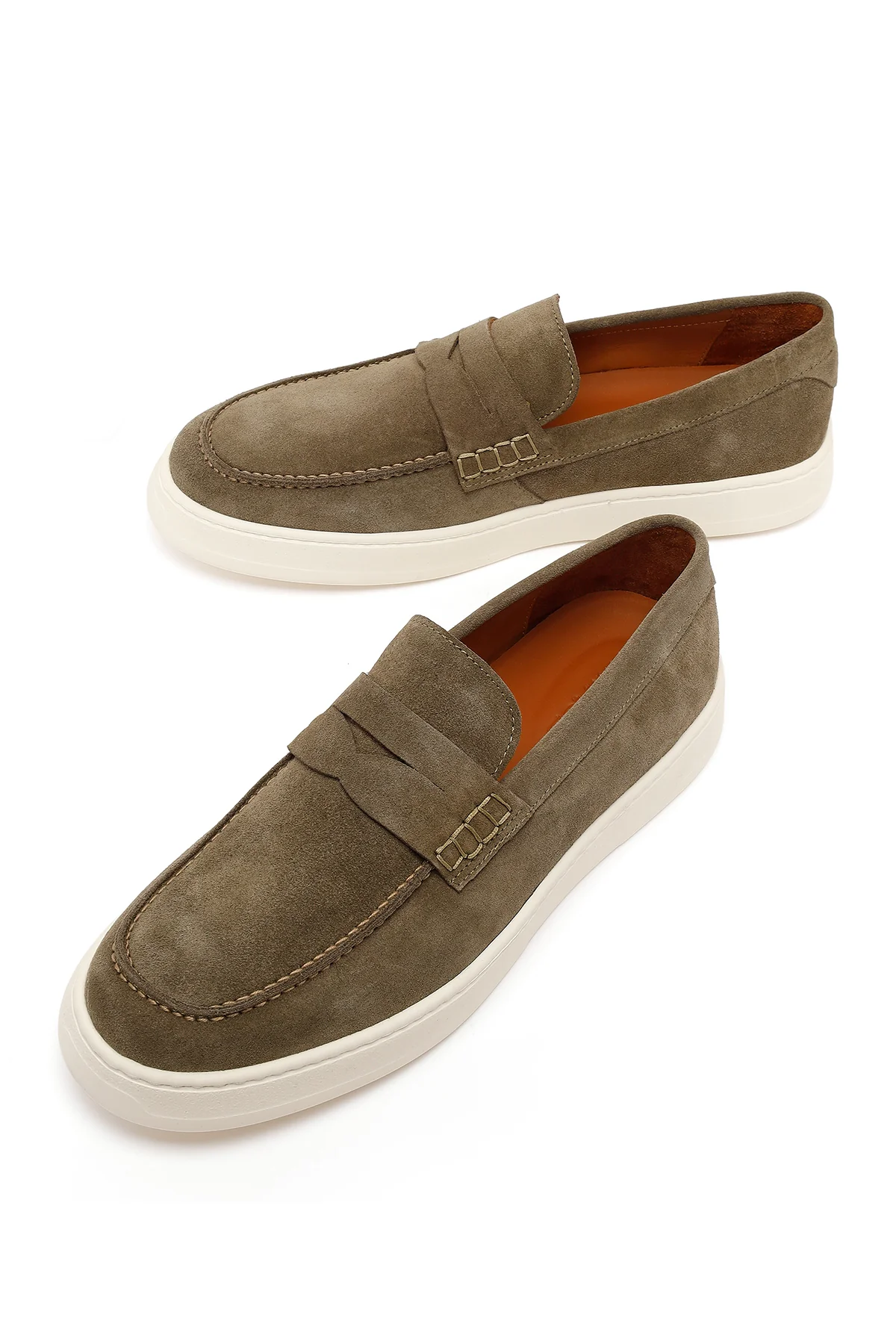 Erkek Haki Süet Deri Casual Loafer - Image 10