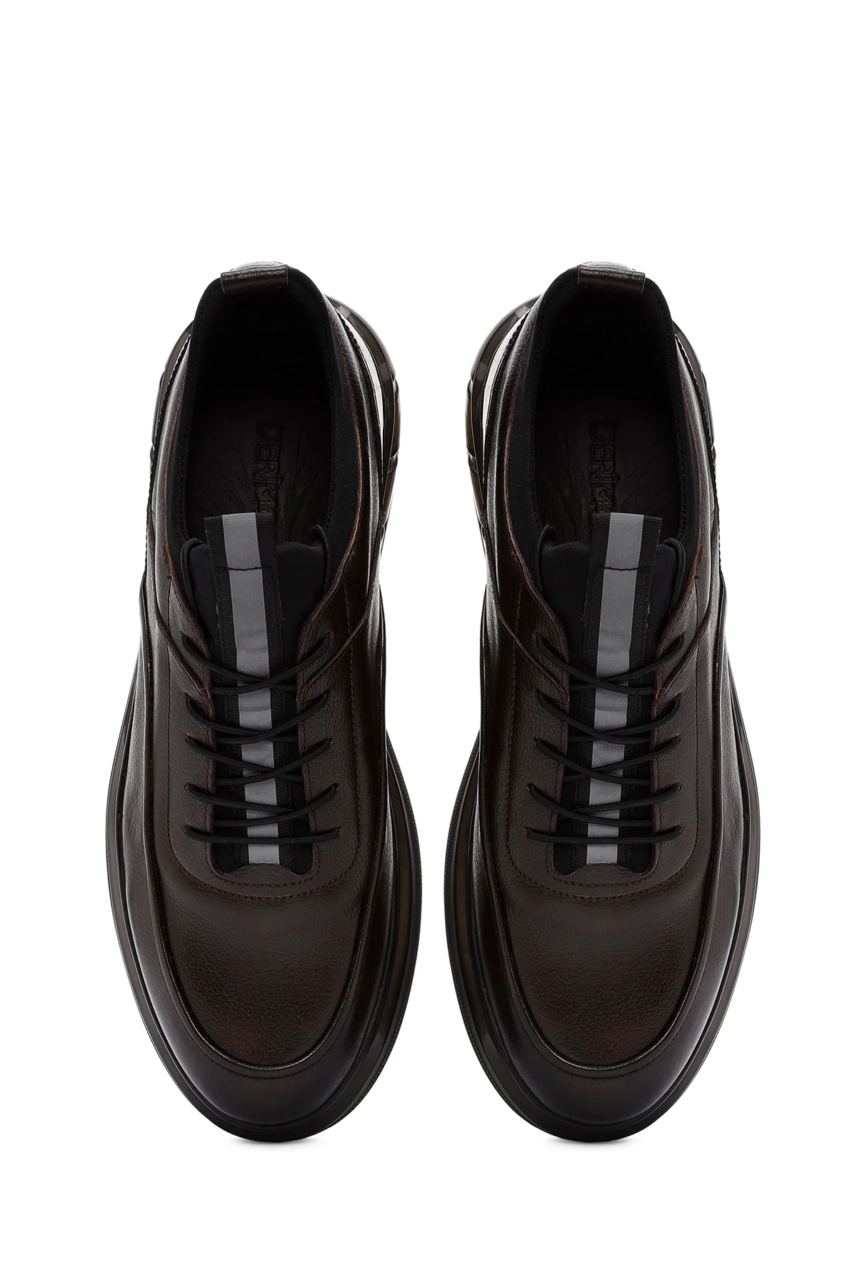 Erkek Kahverengi Bağcıklı Deri Casual Sneaker - Image 7