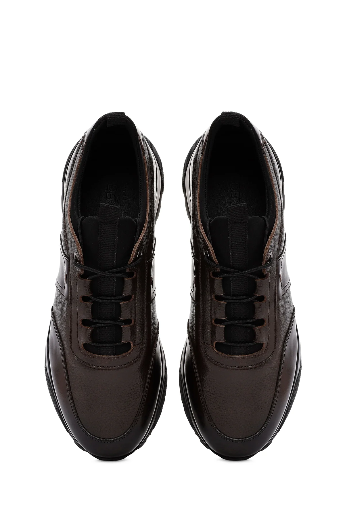 Erkek Kahverengi Bağcıklı Deri Casual Sneaker - Image 7