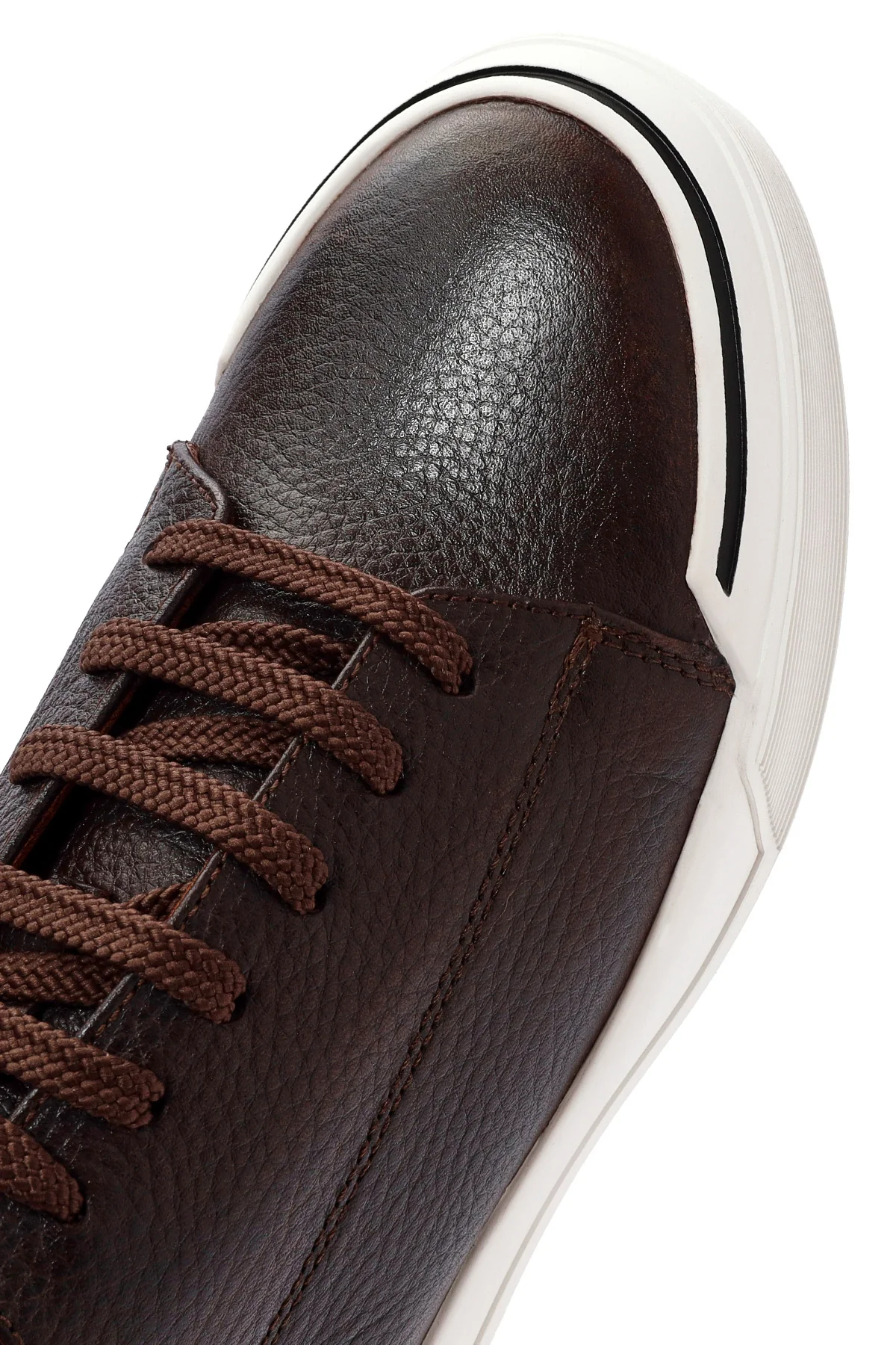 Erkek Kahverengi Bağcıklı Deri Sneaker - Image 10