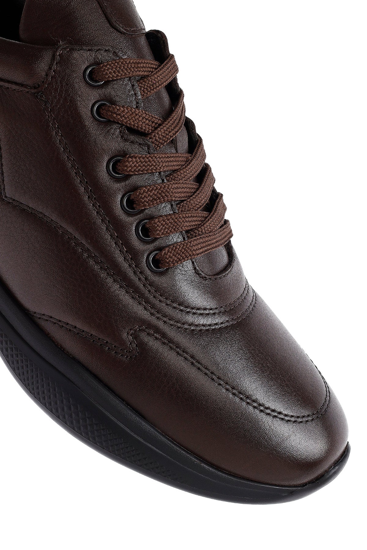 Erkek Kahverengi Bağcıklı Deri Sneaker - Image 9