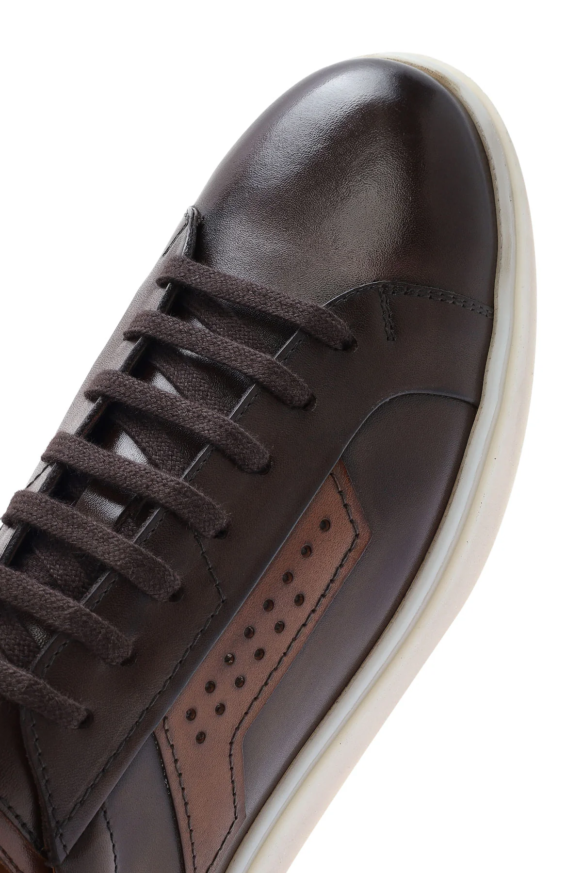 Erkek Kahverengi Bağcıklı Deri Sneaker - Image 10