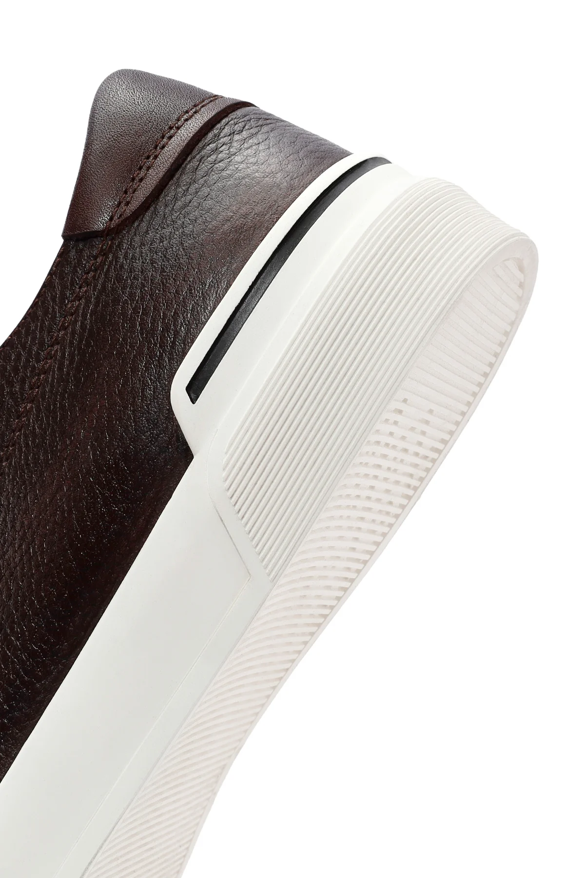 Erkek Kahverengi Bağcıklı Deri Sneaker - Image 8
