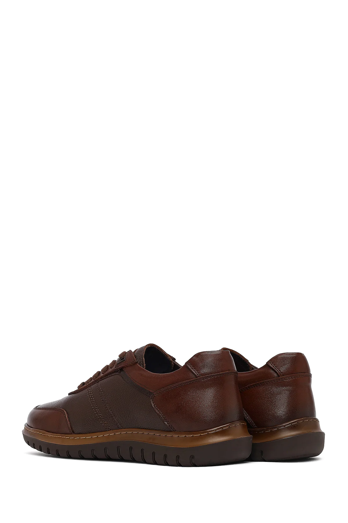 Erkek Kahverengi Bağcıklı Deri Sneaker - Image 5