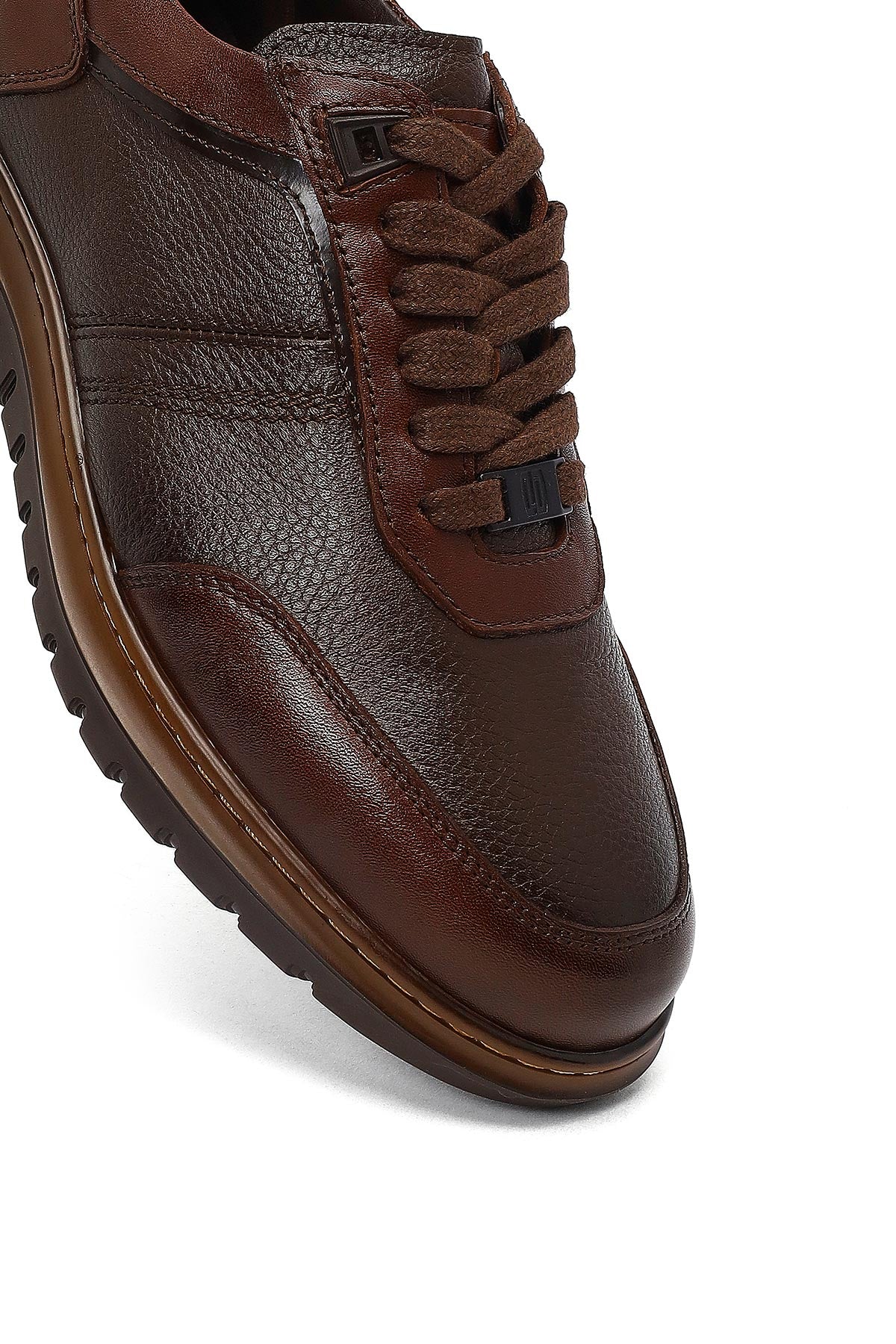 Erkek Kahverengi Bağcıklı Deri Sneaker - Image 9