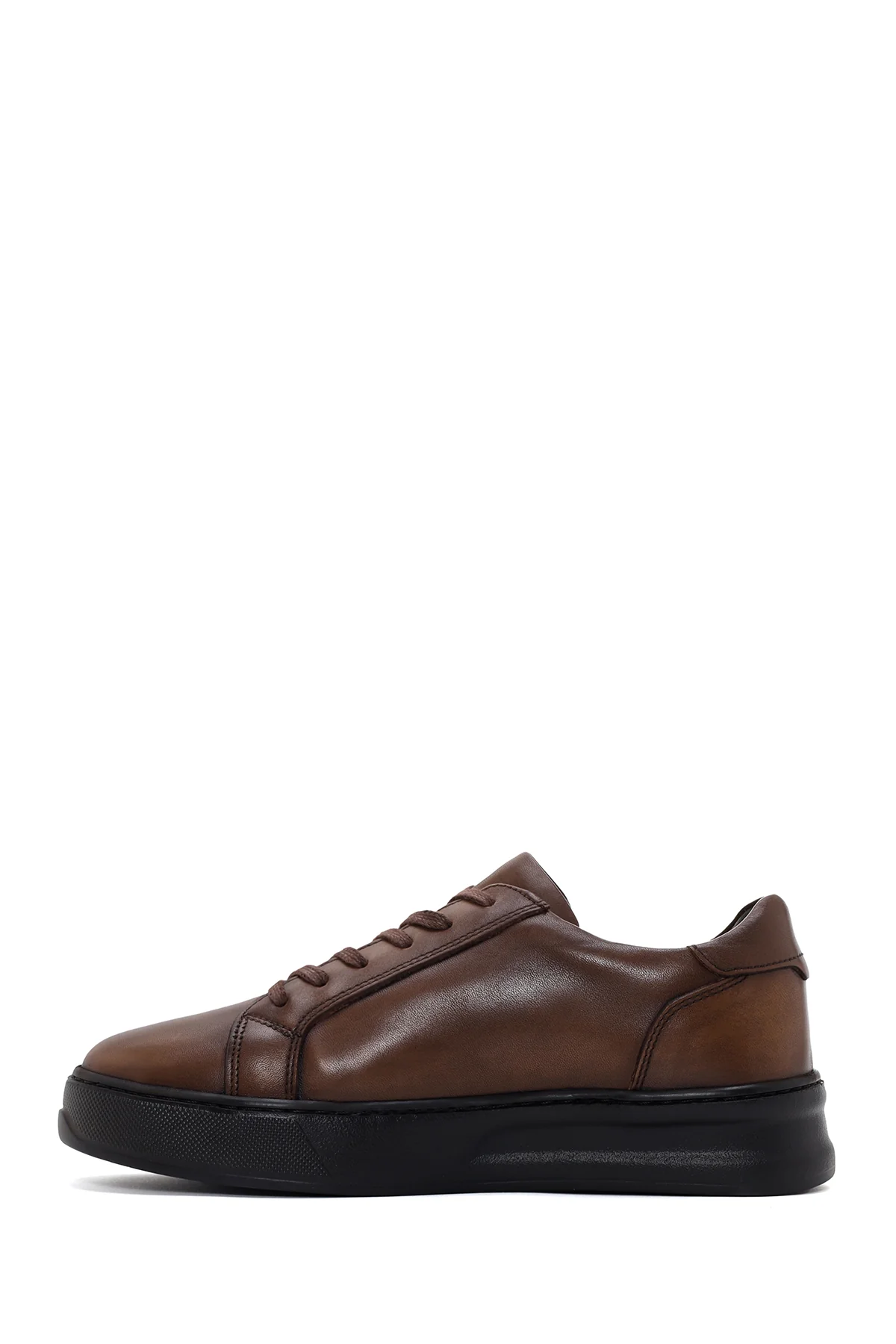 Erkek Kahverengi Bağcıklı Deri Sneaker - Image 2