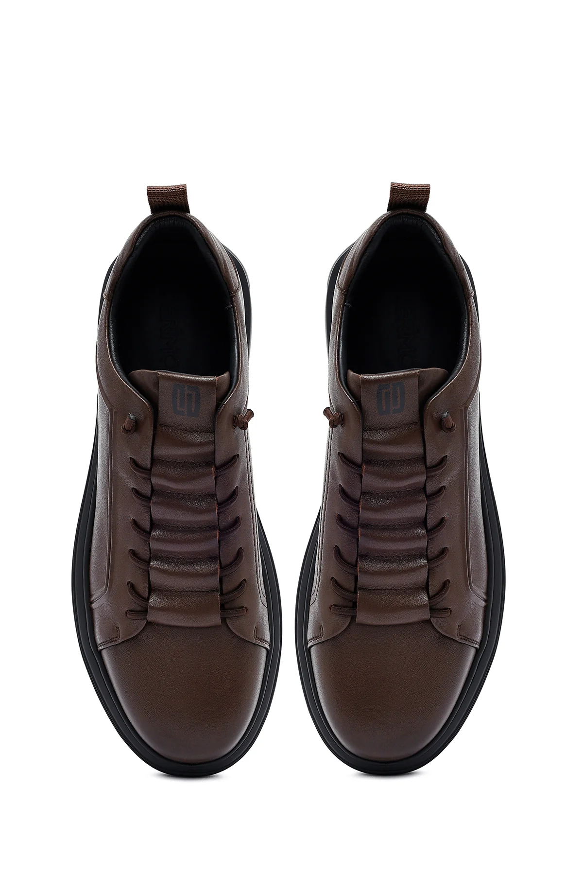 Erkek Kahverengi Bağcıklı Deri Sneaker - Image 7
