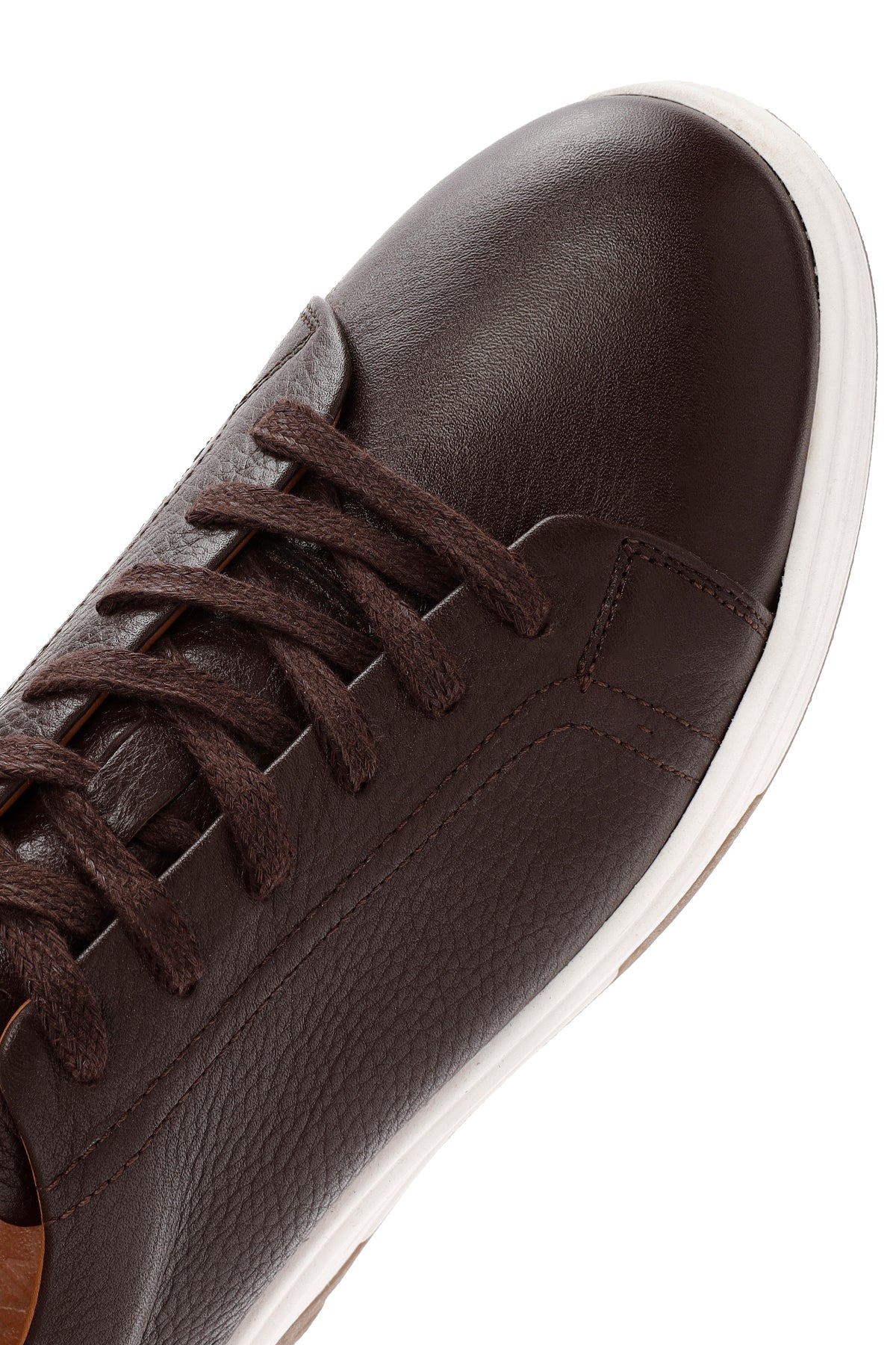 Erkek Kahverengi Bağcıklı Kalın Tabanlı Deri Sneaker - Image 8