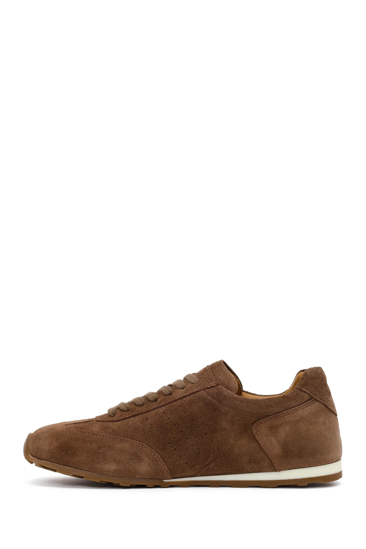 Erkek Kahverengi Bağcıklı Süet Deri Sneaker - Image 3