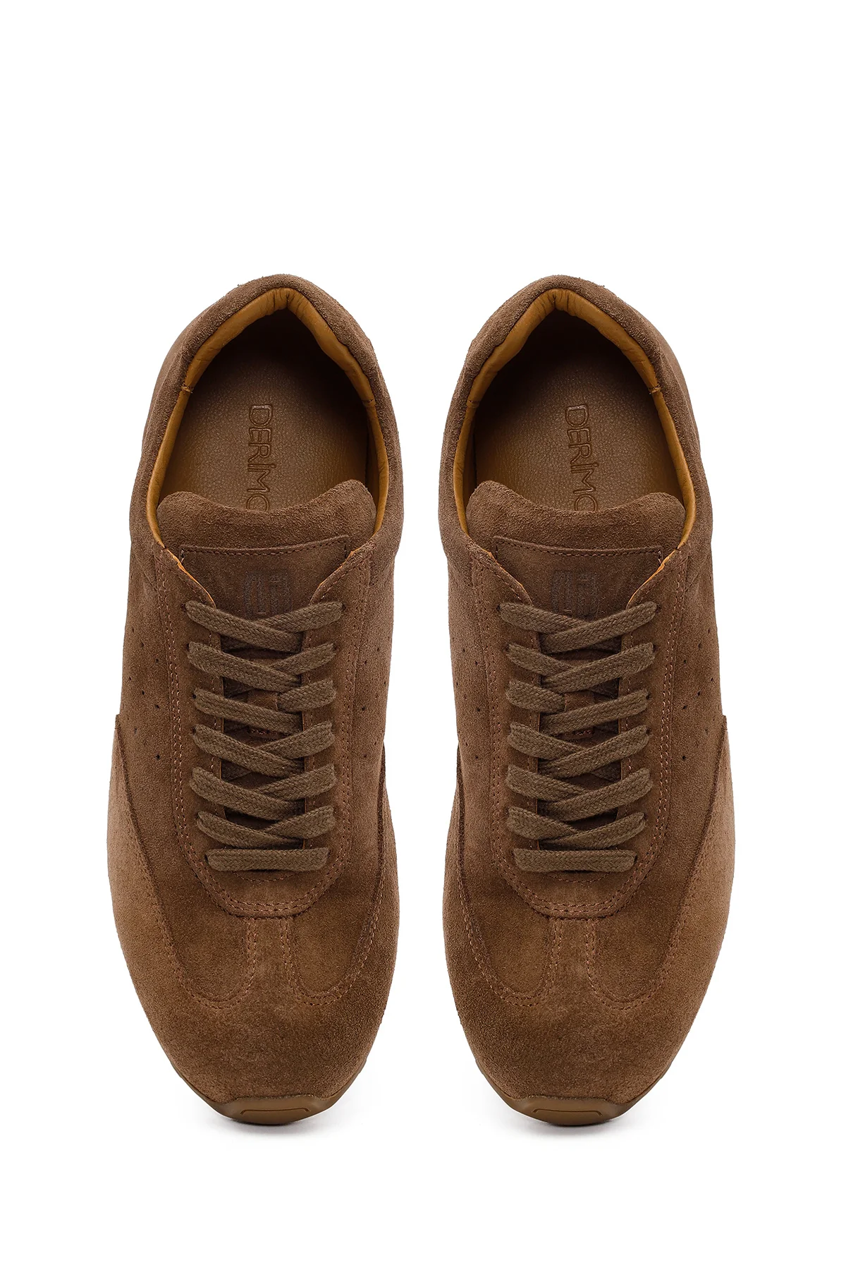 Erkek Kahverengi Bağcıklı Süet Deri Sneaker - Image 4