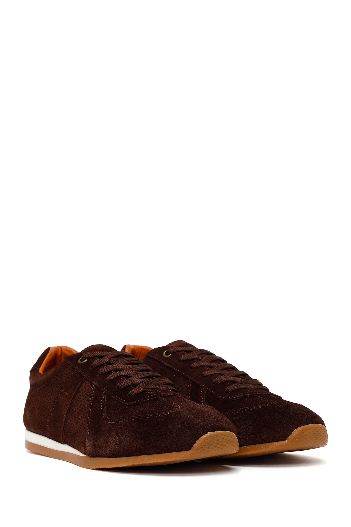 Erkek Kahverengi Bağcıklı Süet Deri Sneaker - Image 2