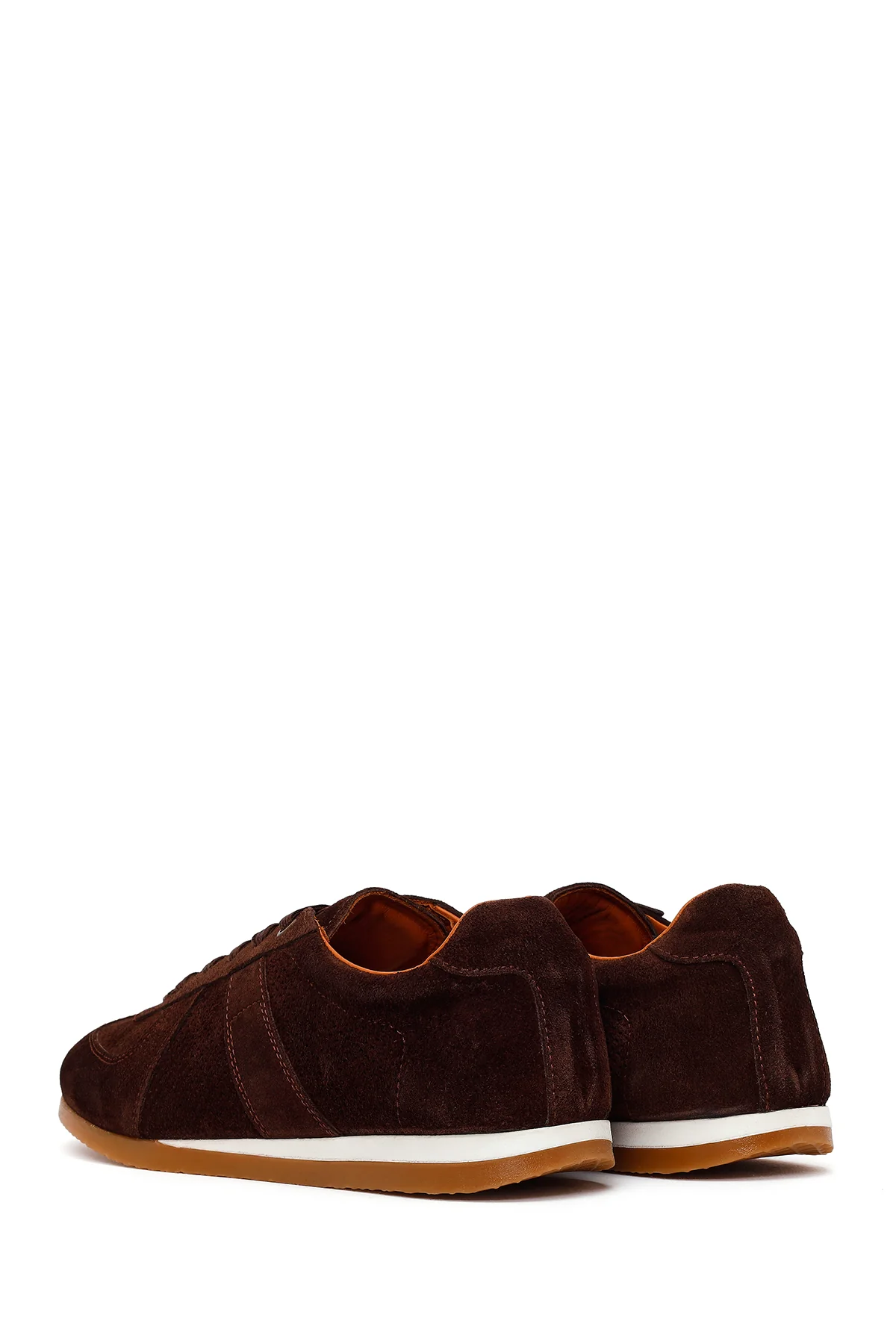 Erkek Kahverengi Bağcıklı Süet Deri Sneaker - Image 6