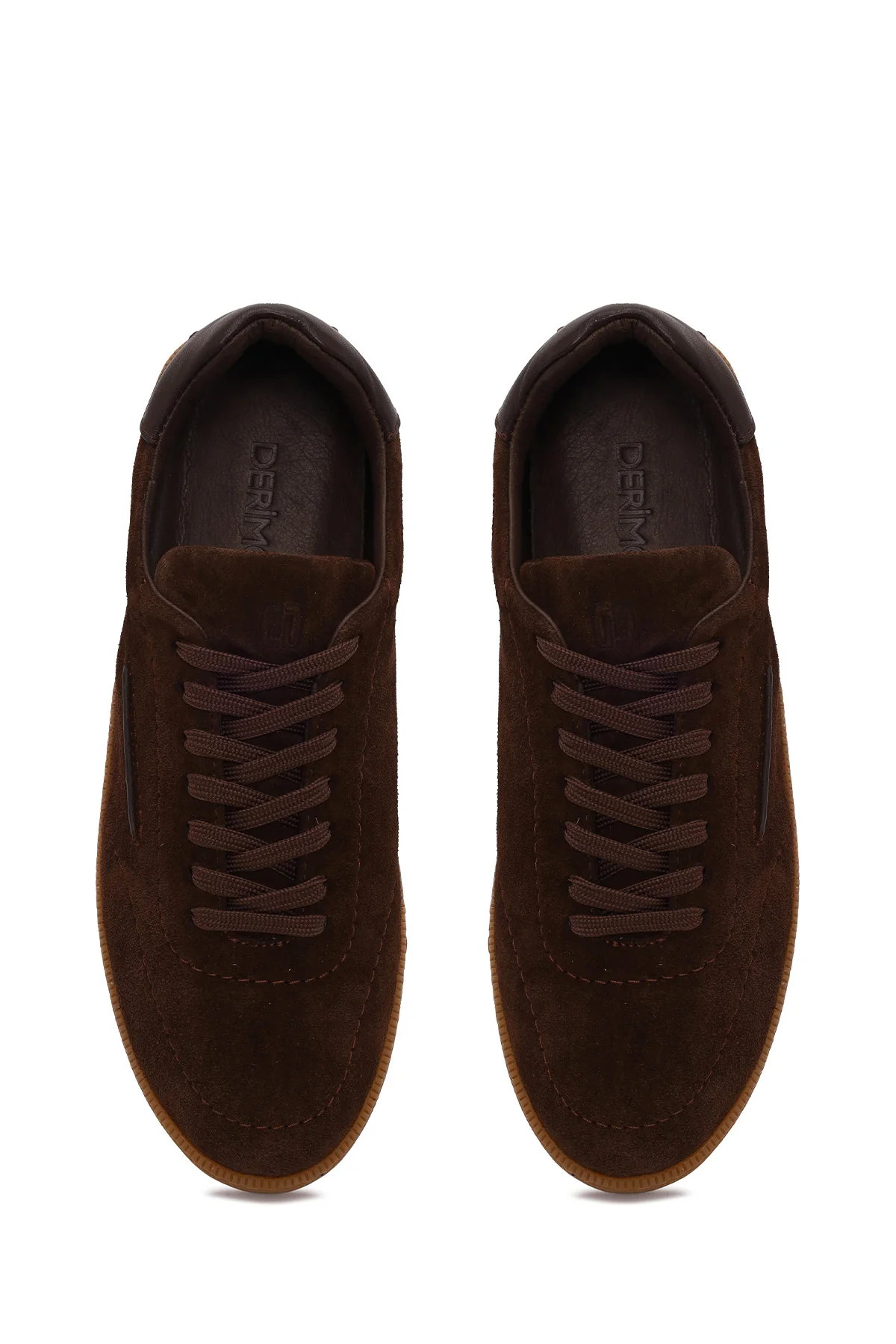 Erkek Kahverengi Bağcıklı Süet Deri Sneaker - Image 4