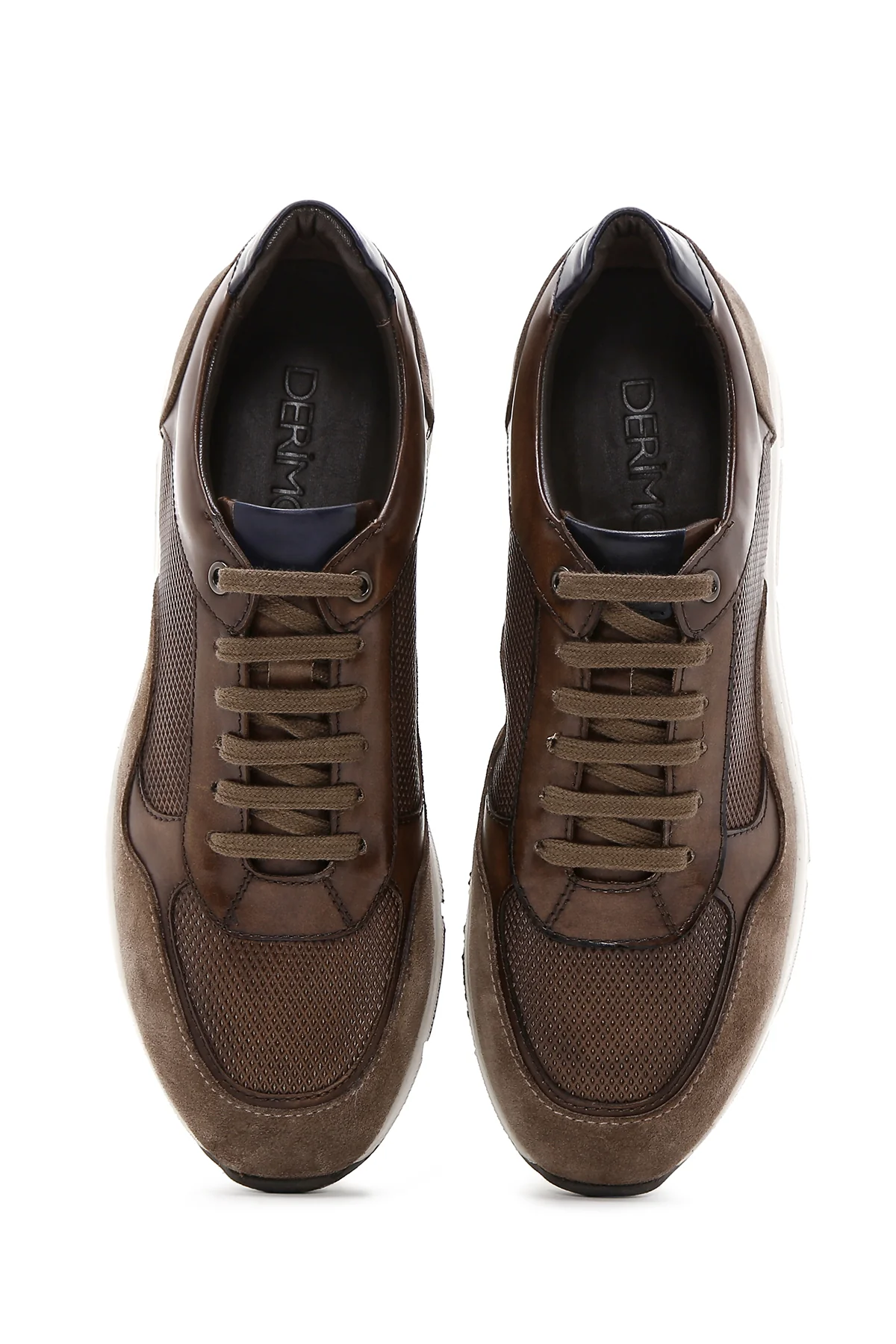Erkek Kahverengi Deri Süet Detaylı Sneaker - Image 7