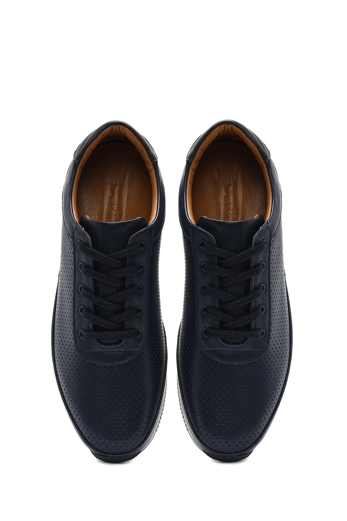 Erkek Lacivert Bağcıklı Deri Casual Sneaker - Image 7
