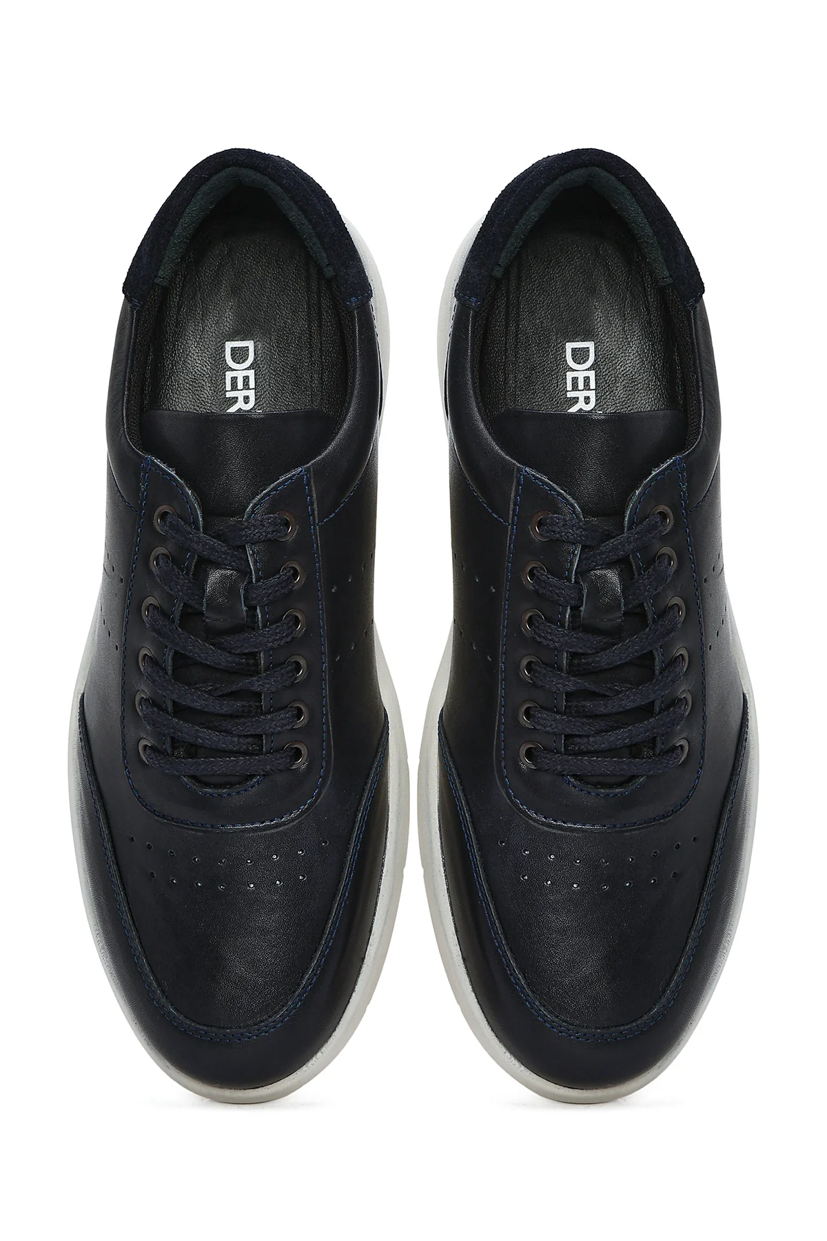 Erkek Lacivert Bağcıklı Deri Casual Sneaker - Image 7
