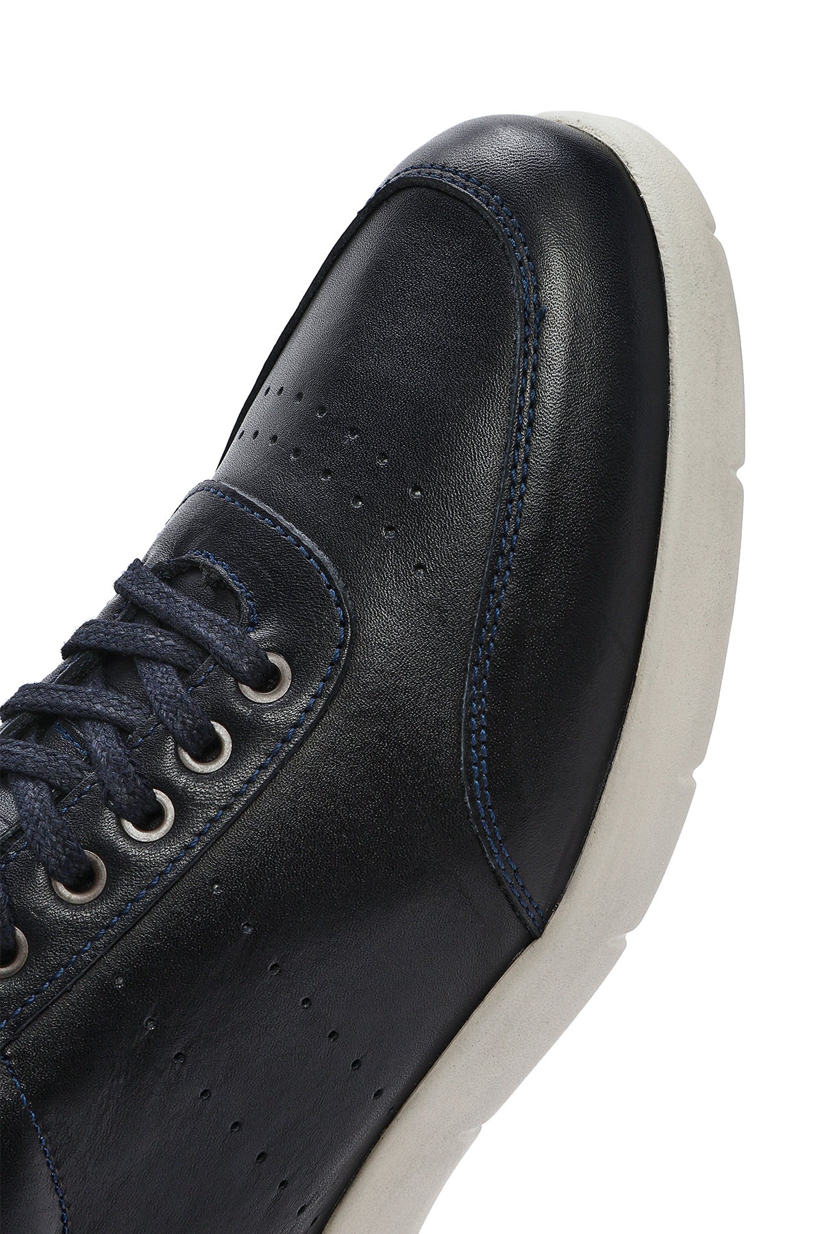 Erkek Lacivert Bağcıklı Deri Casual Sneaker - Image 8