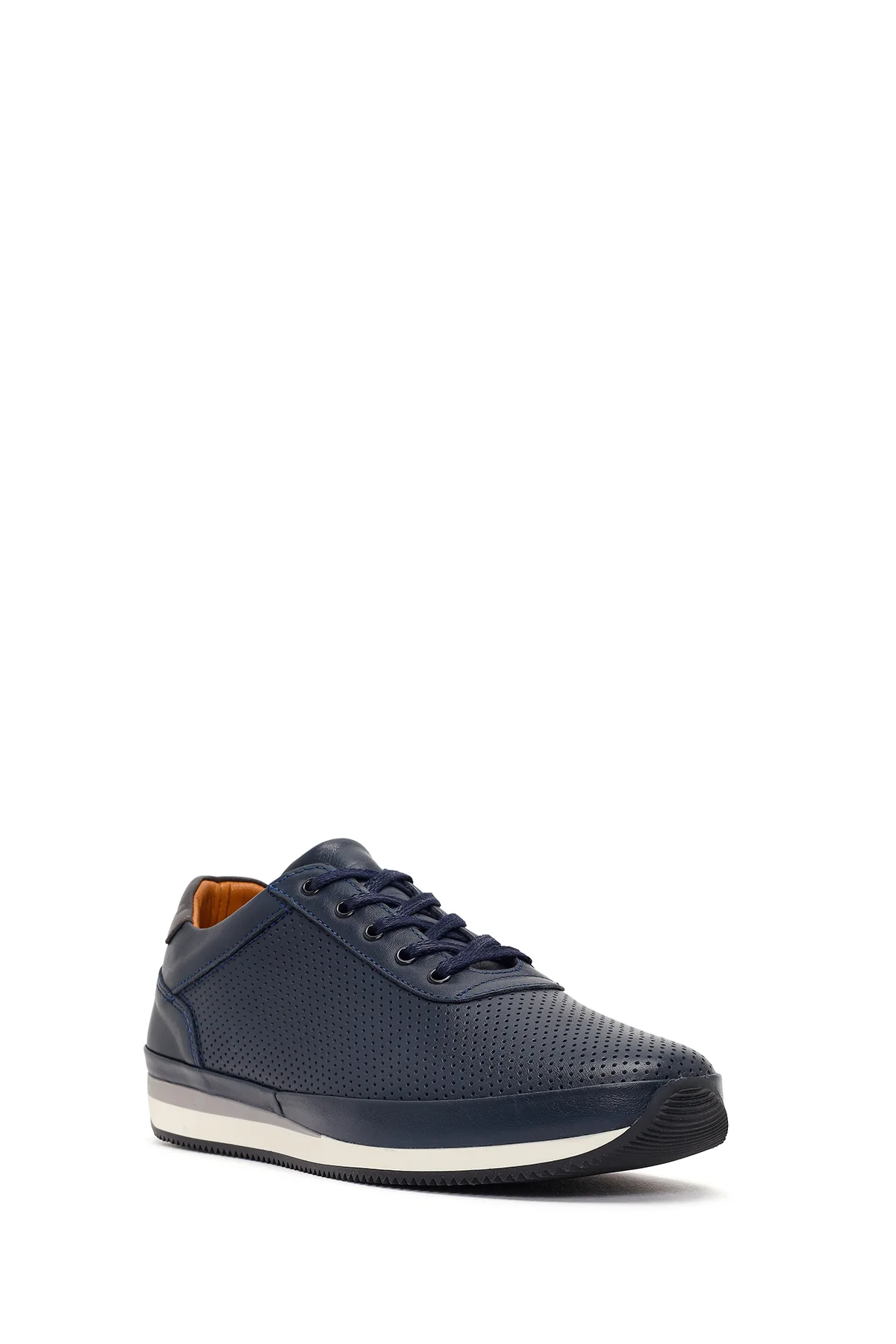 Erkek Lacivert Bağcıklı Deri Casual Sneaker - Image 8