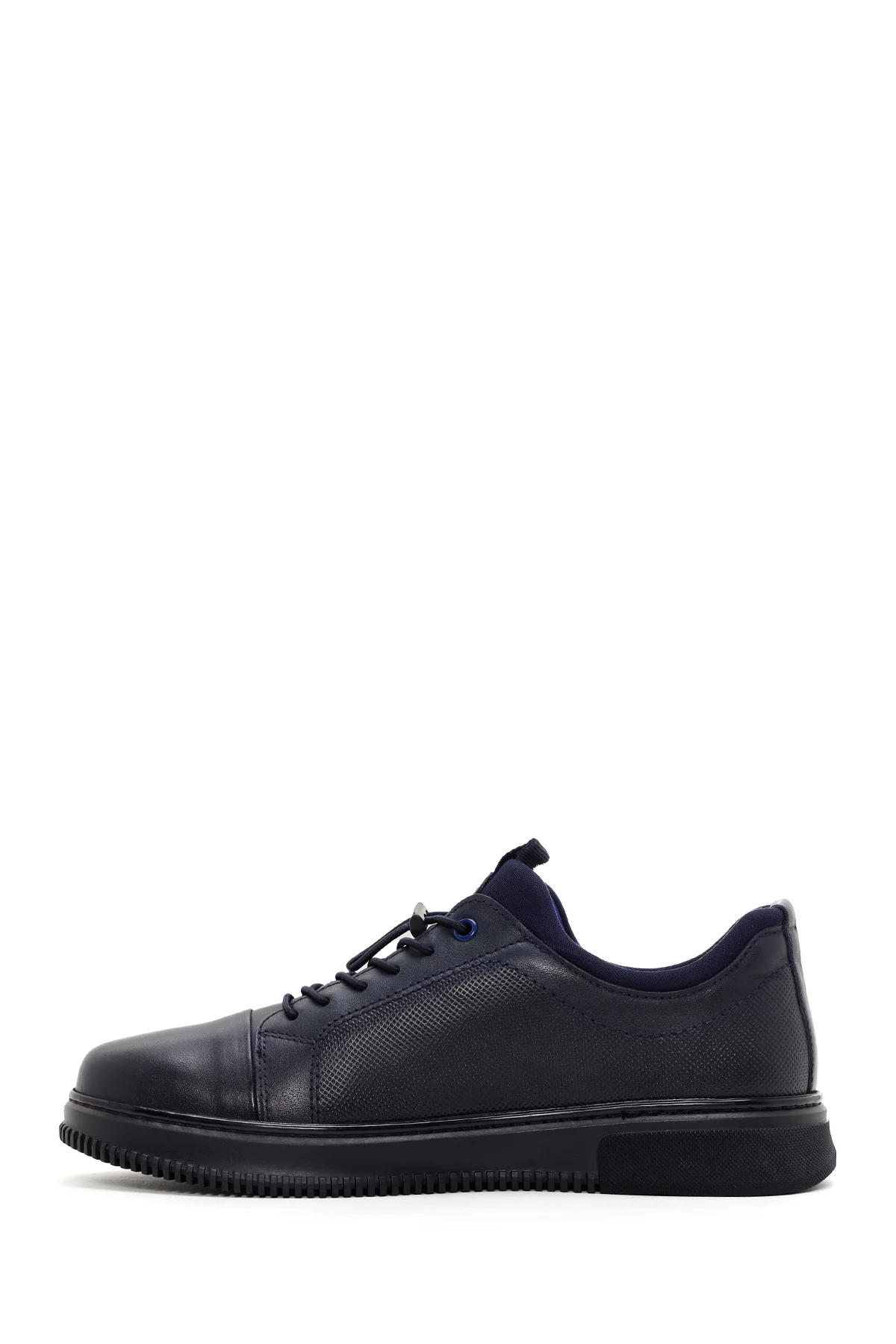 Erkek Lacivert Bağcıklı Deri Sneaker - Image 2