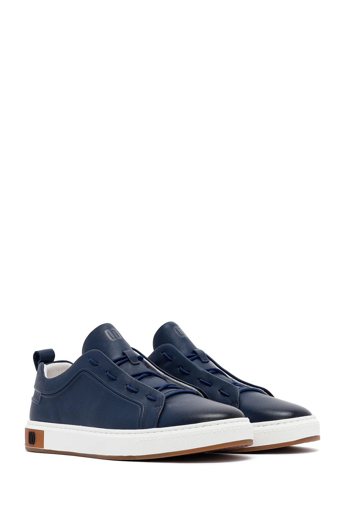 Erkek Lacivert Bağcıklı Deri Sneaker - Image 3