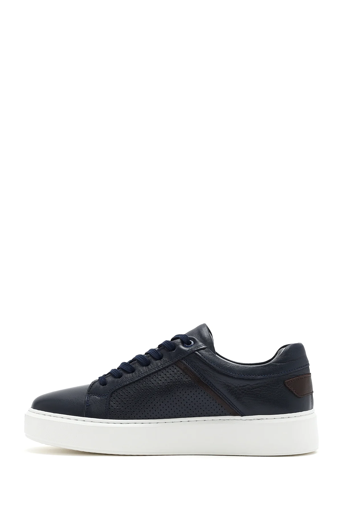 Erkek Lacivert Bağcıklı Deri Sneaker - Image 2