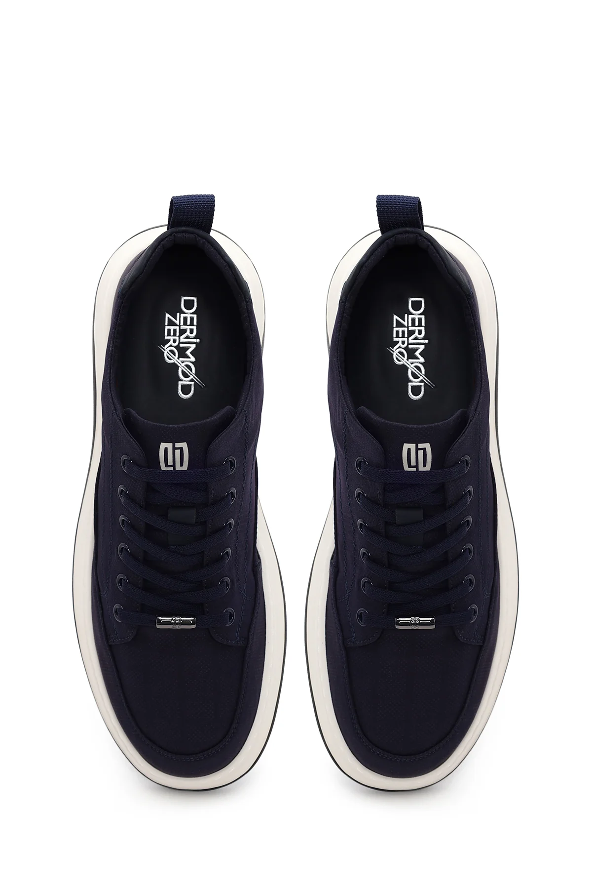 Erkek Lacivert Bağcıklı Kalın Tabanlı Kumaş Sneaker - Image 4