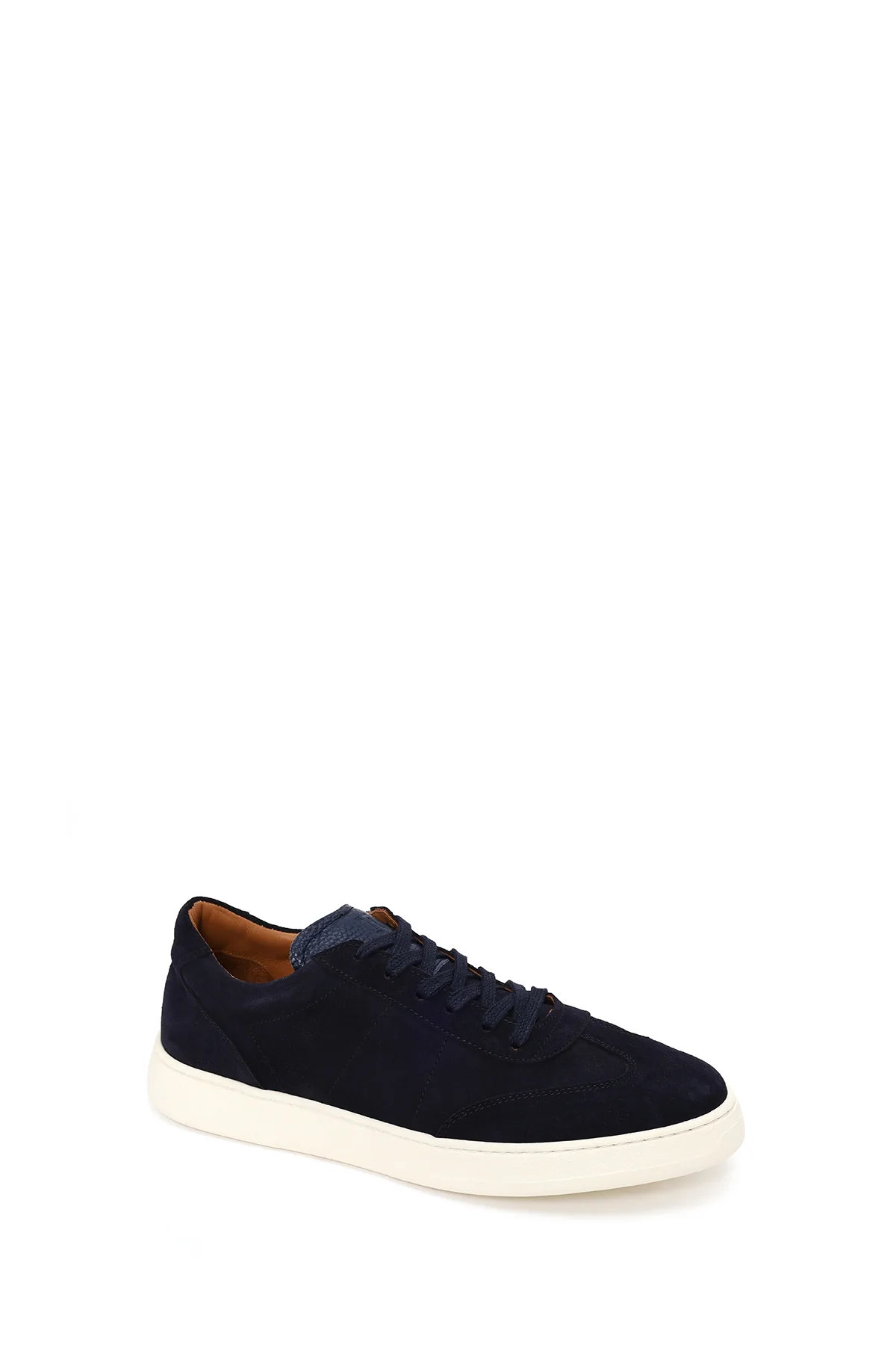 Erkek Lacivert Bağcıklı Kalın Tabanlı Süet Deri Sneaker - Image 7