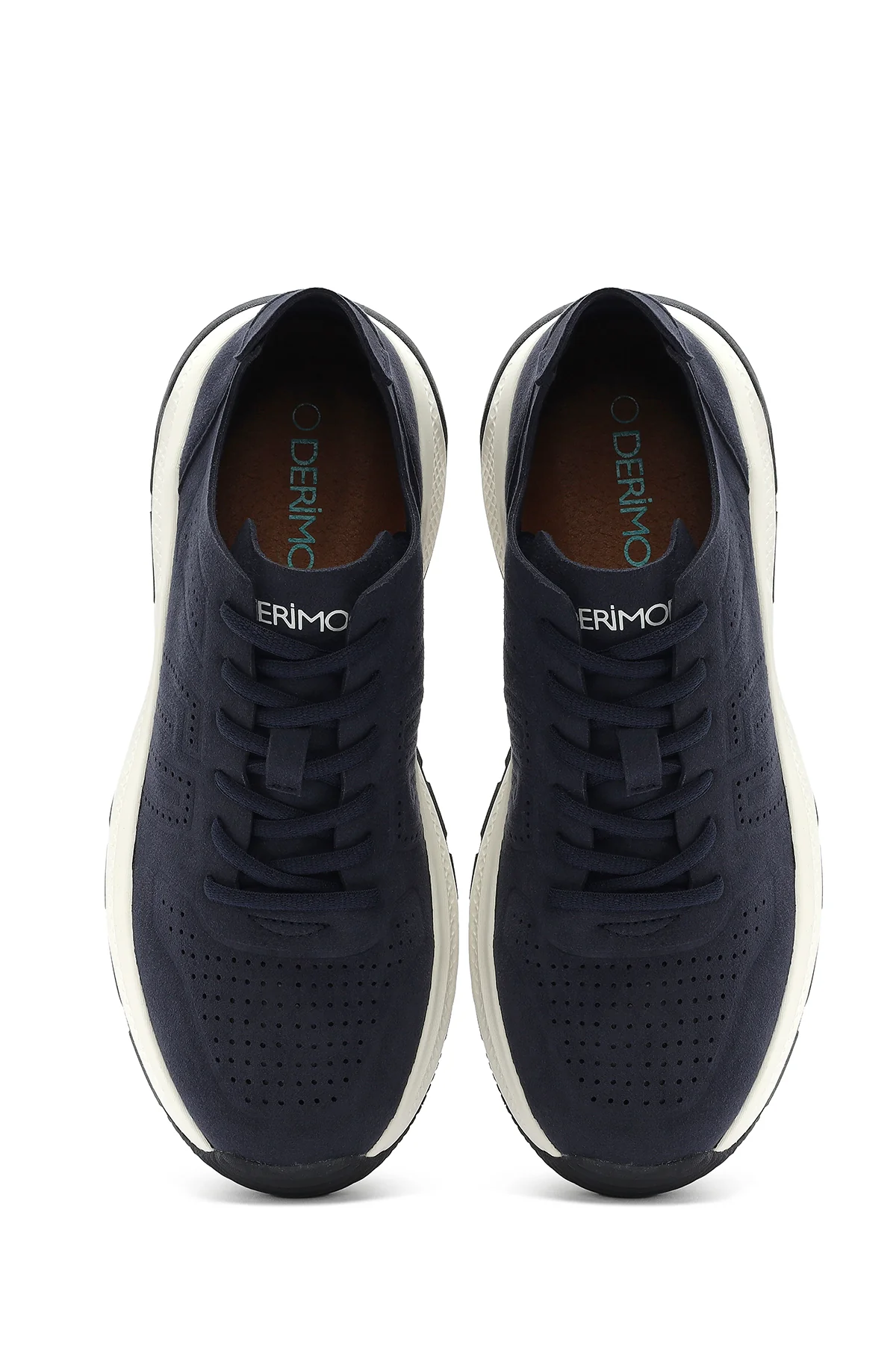 Erkek Lacivert Bağcıklı Nubuk Deri Sneaker - Image 7