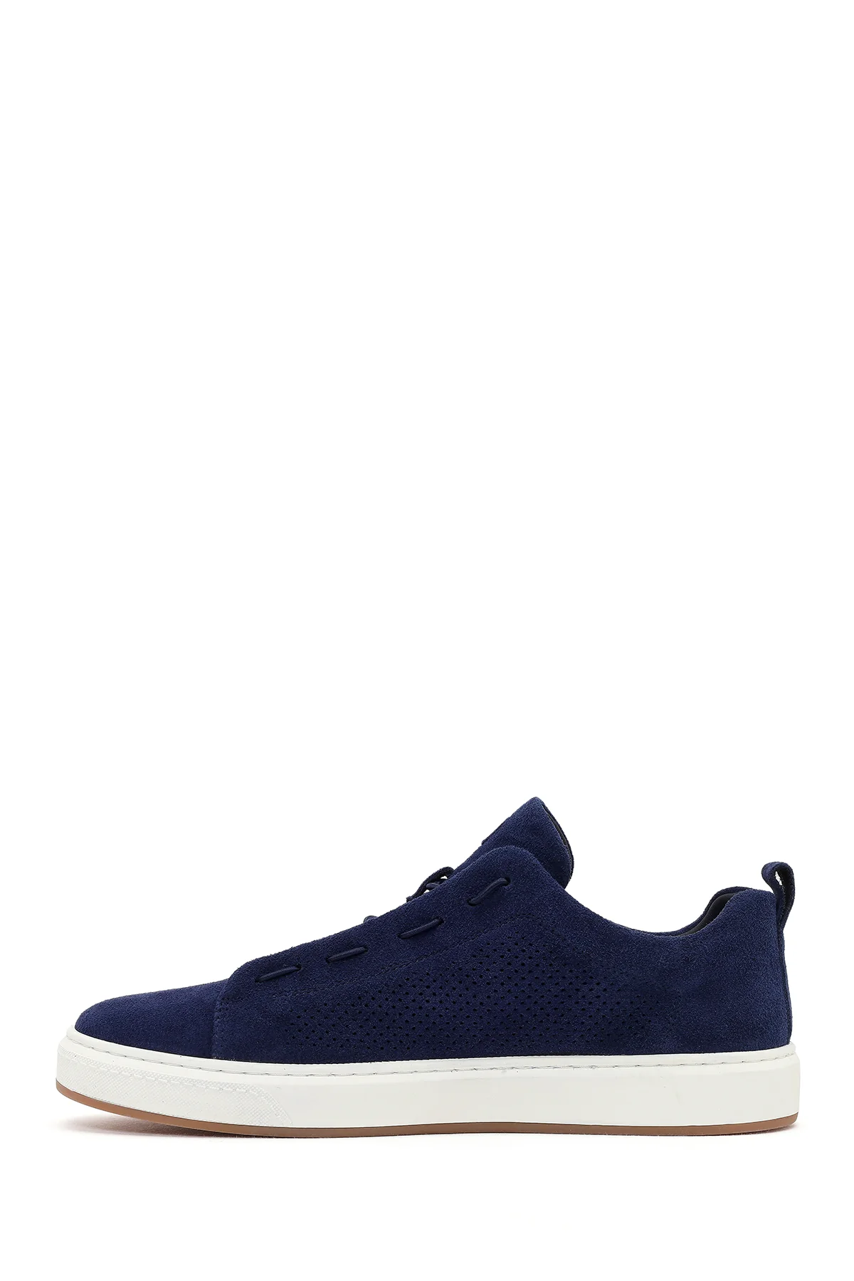 Erkek Lacivert Bağcıklı Süet Deri Sneaker - Image 4