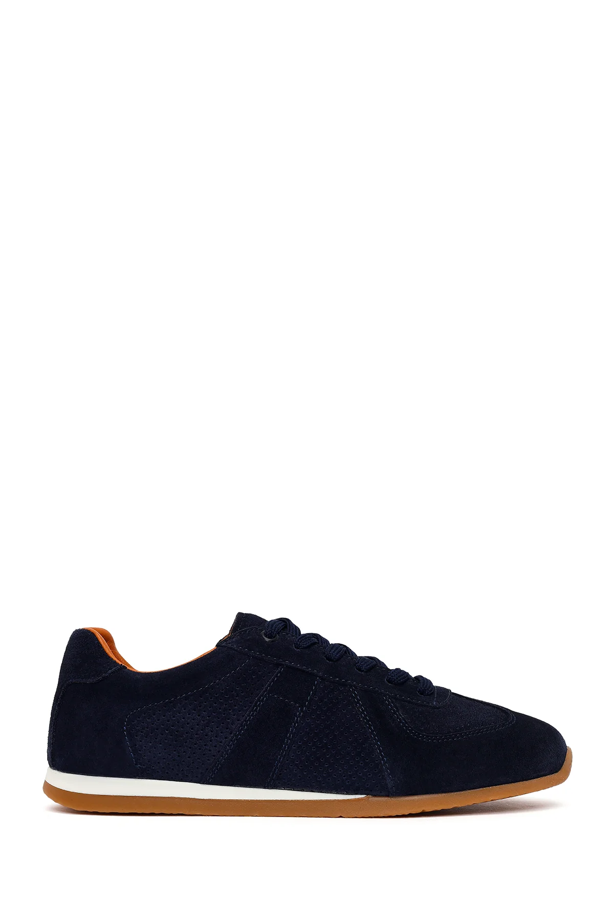 Erkek Lacivert Bağcıklı Süet Deri Sneaker