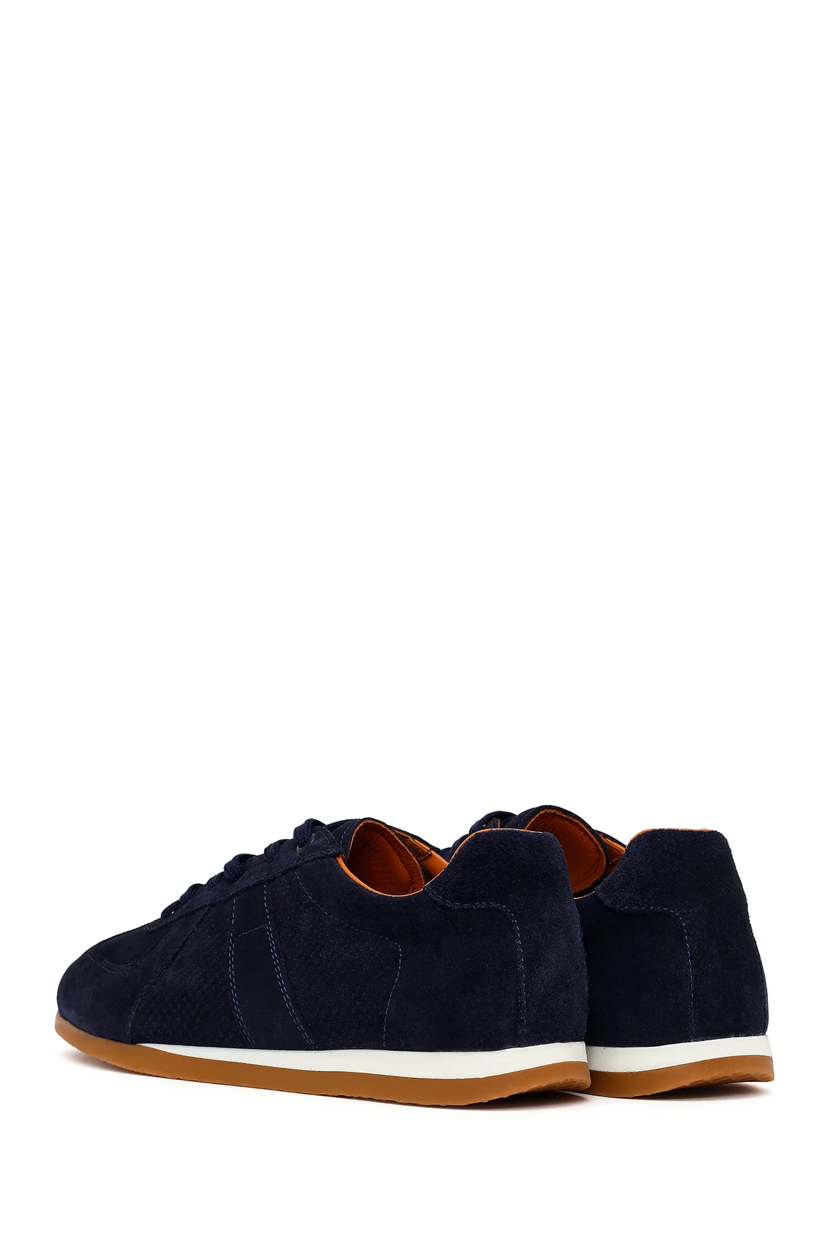 Erkek Lacivert Bağcıklı Süet Deri Sneaker - Image 6