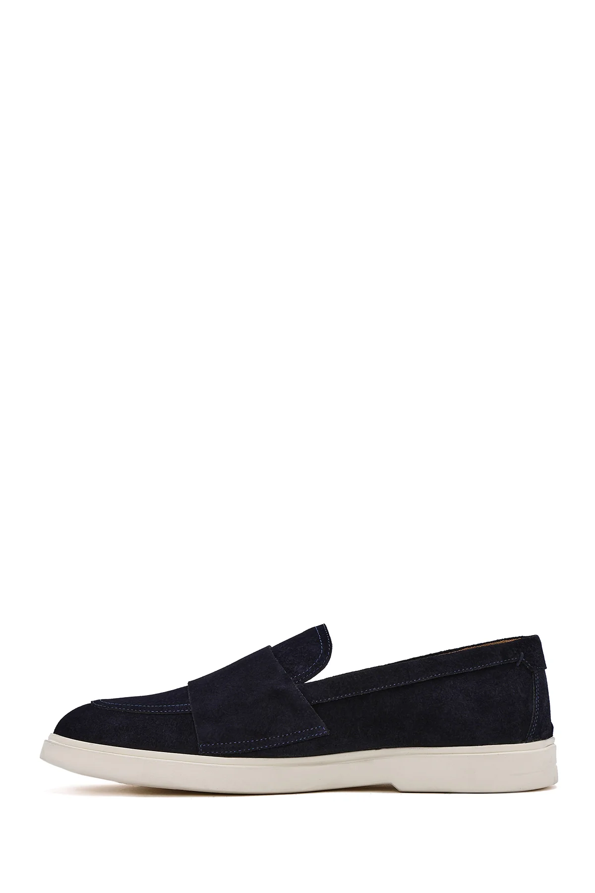Erkek Lacivert Çift Tokalı Süet Deri Casual Loafer - Image 2