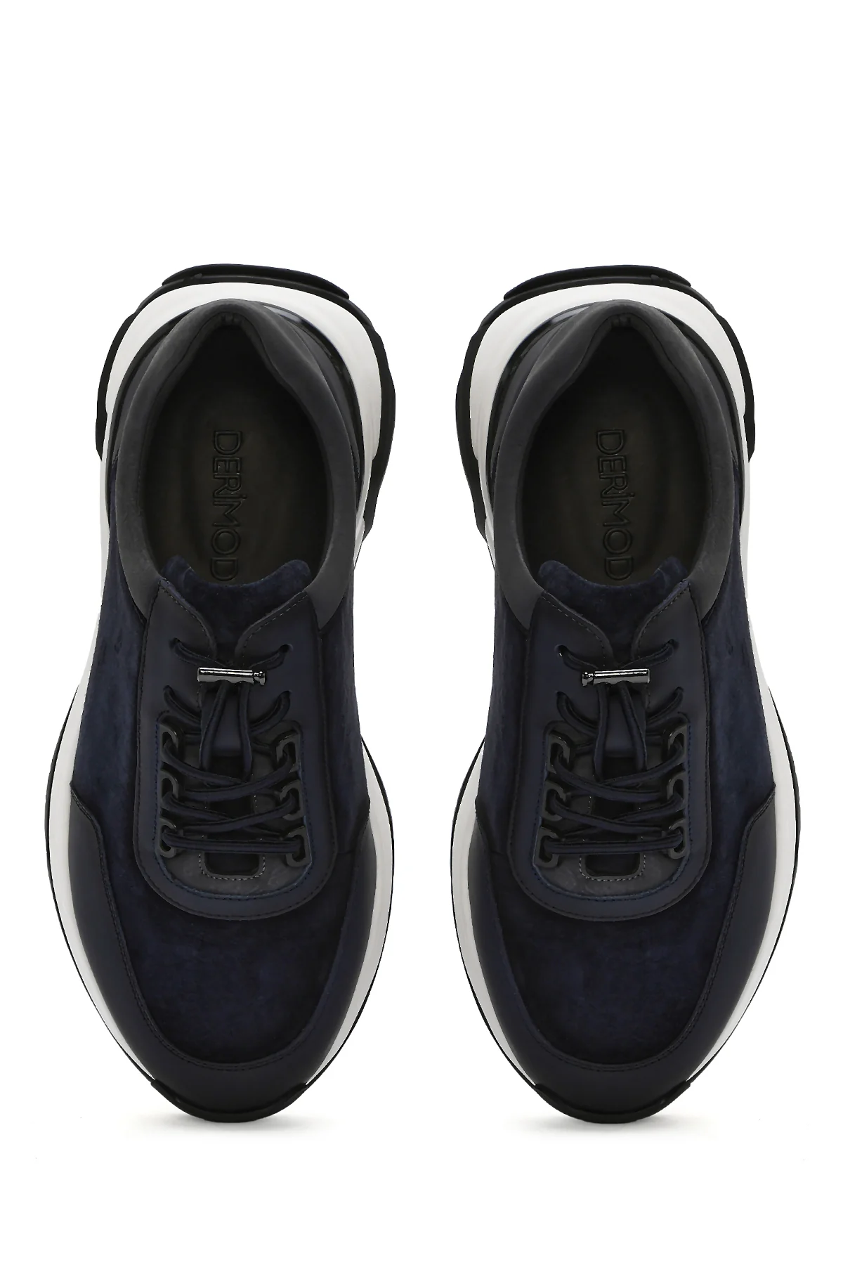 Erkek Lacivert Kalın Tabanlı Bağcıklı Süet Deri Sneaker - Image 7