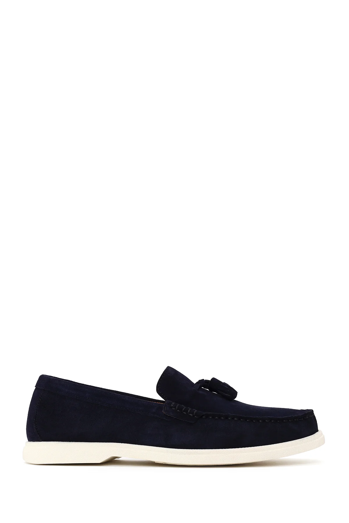 Erkek Lacivert Püsküllü Süet Deri Casual Loafer