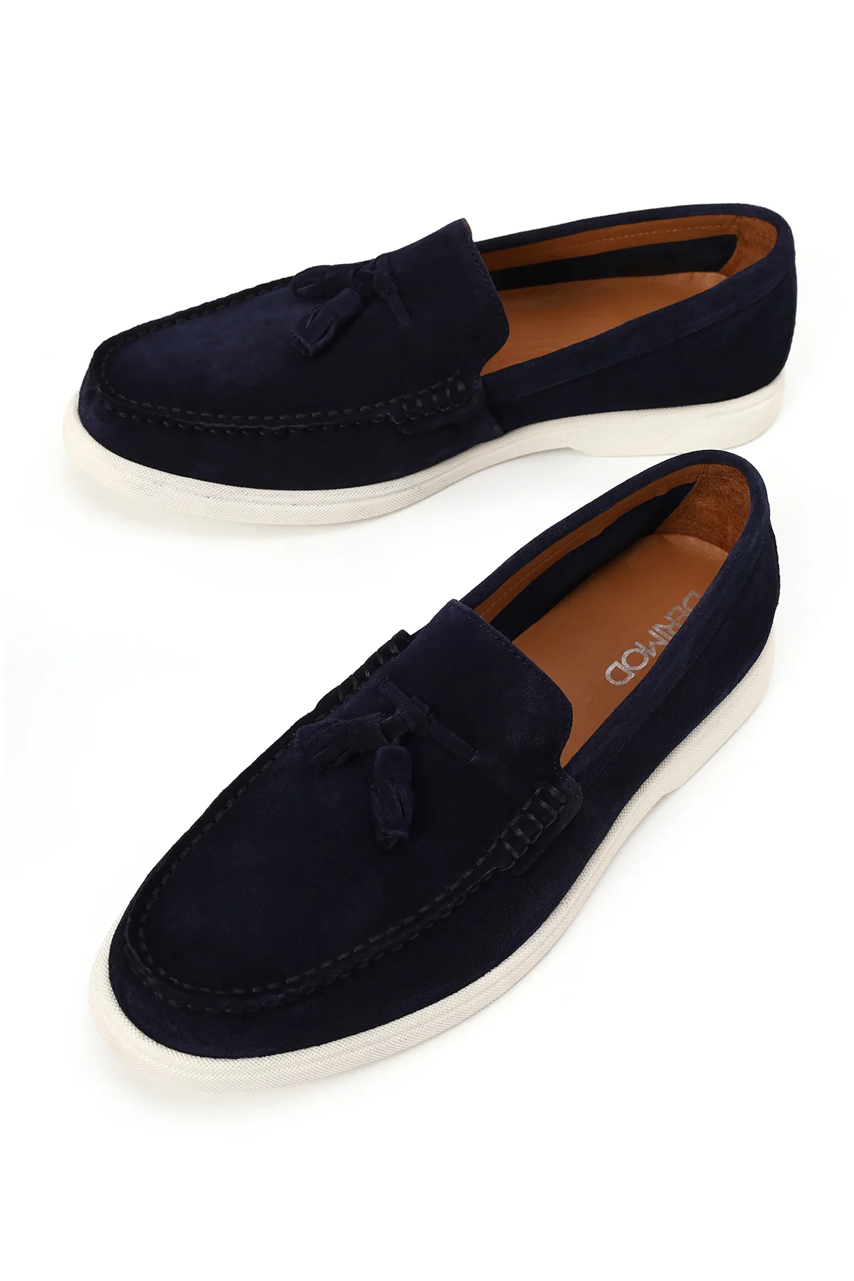 Erkek Lacivert Püsküllü Süet Deri Casual Loafer - Image 10
