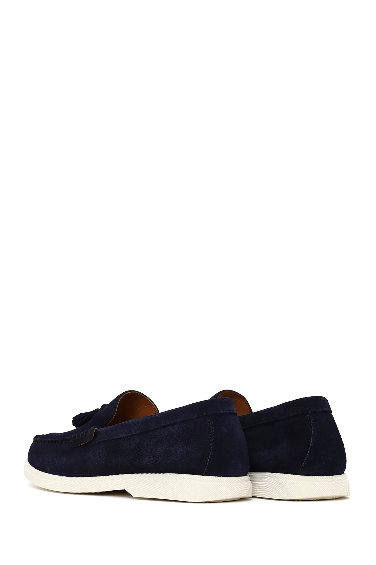 Erkek Lacivert Püsküllü Süet Deri Casual Loafer - Image 6