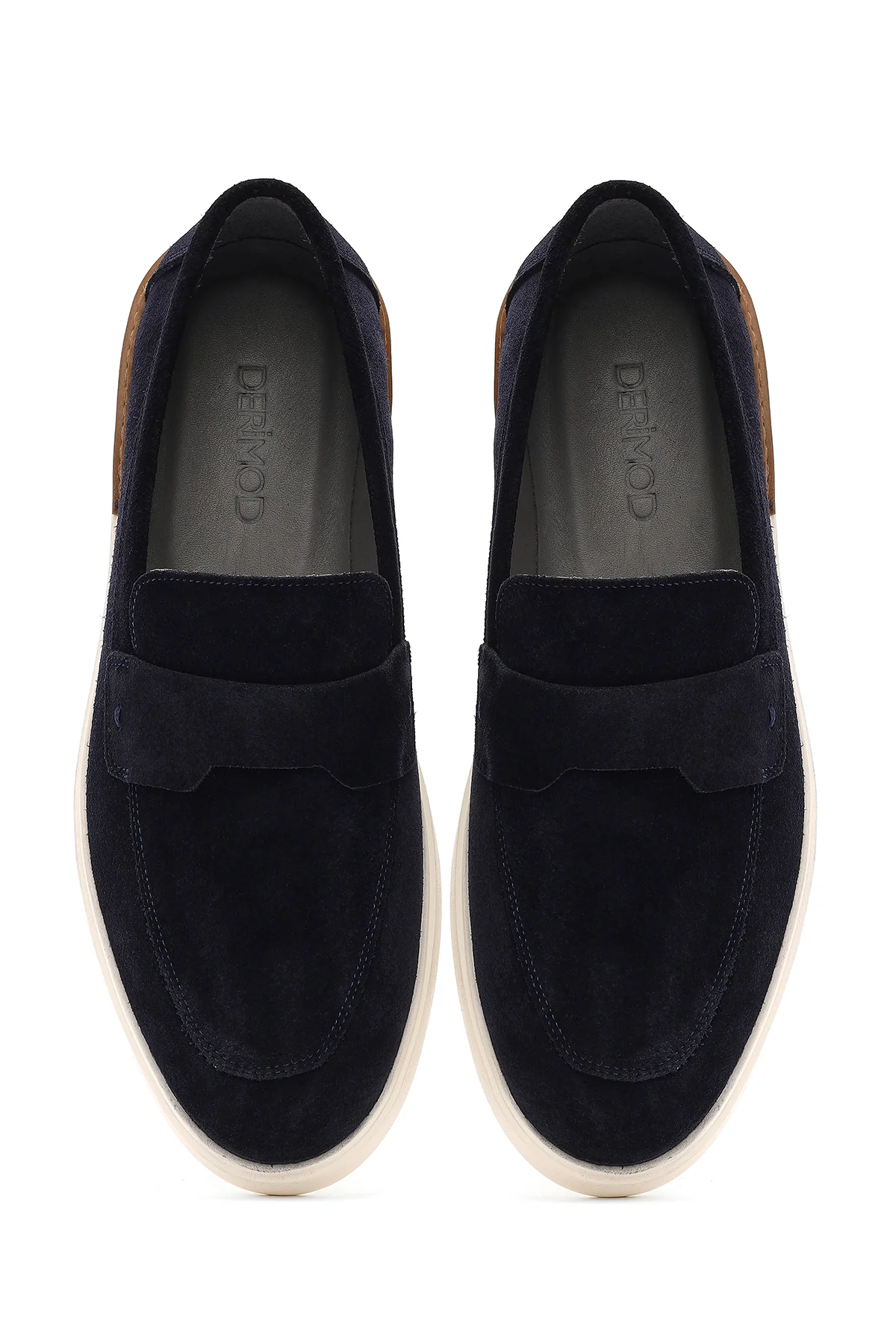 Erkek Lacivert Süet Deri Casual Loafer - Image 7